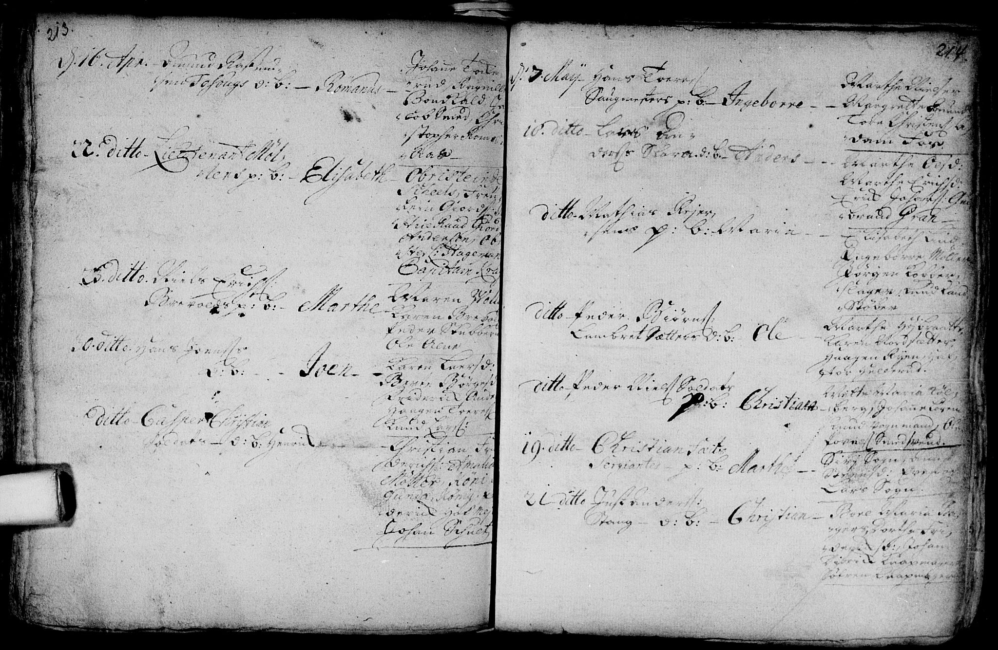 Aker prestekontor kirkebøker, AV/SAO-A-10861/F/L0002: Parish register (official) no. 2, 1714-1720, p. 213-214