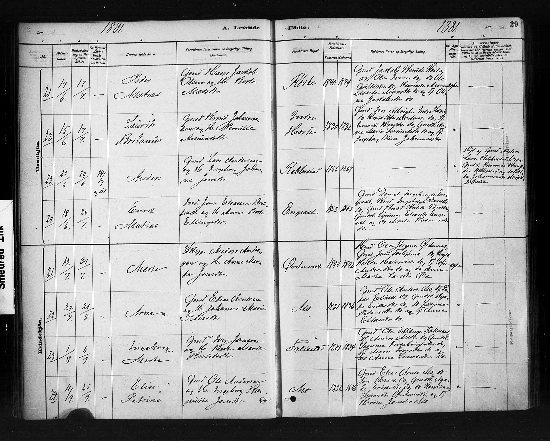 Ministerialprotokoller, klokkerbøker og fødselsregistre - Møre og Romsdal, SAT/A-1454/513/L0176: Parish register (official) no. 513A03, 1877-1889, p. 29