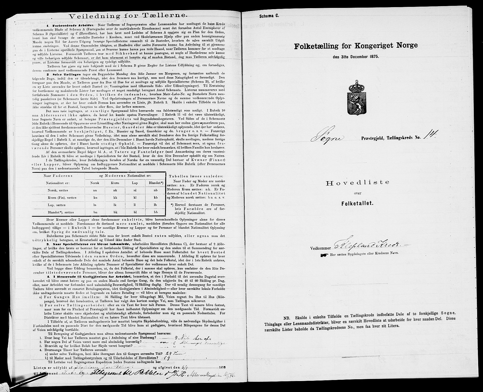 SAK, 1875 census for 1018P Søgne, 1875, p. 60