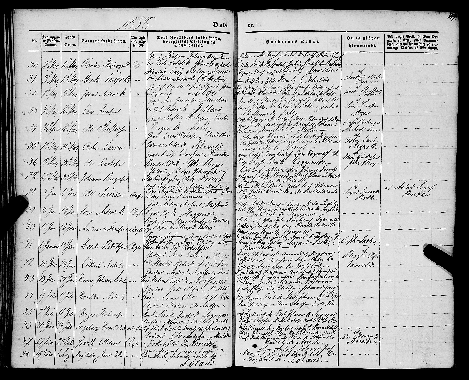 Lavik sokneprestembete, AV/SAB-A-80901: Parish register (official) no. A 3, 1843-1863, p. 149