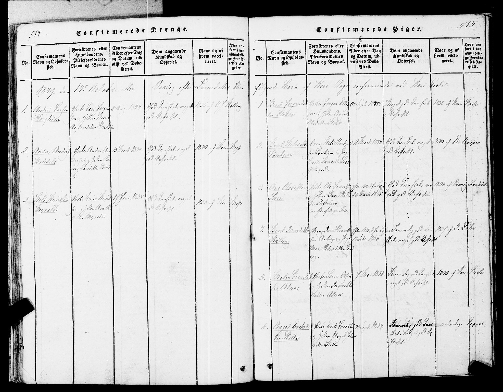 Ministerialprotokoller, klokkerbøker og fødselsregistre - Møre og Romsdal, SAT/A-1454/546/L0593: Parish register (official) no. 546A01, 1818-1853, p. 514-515