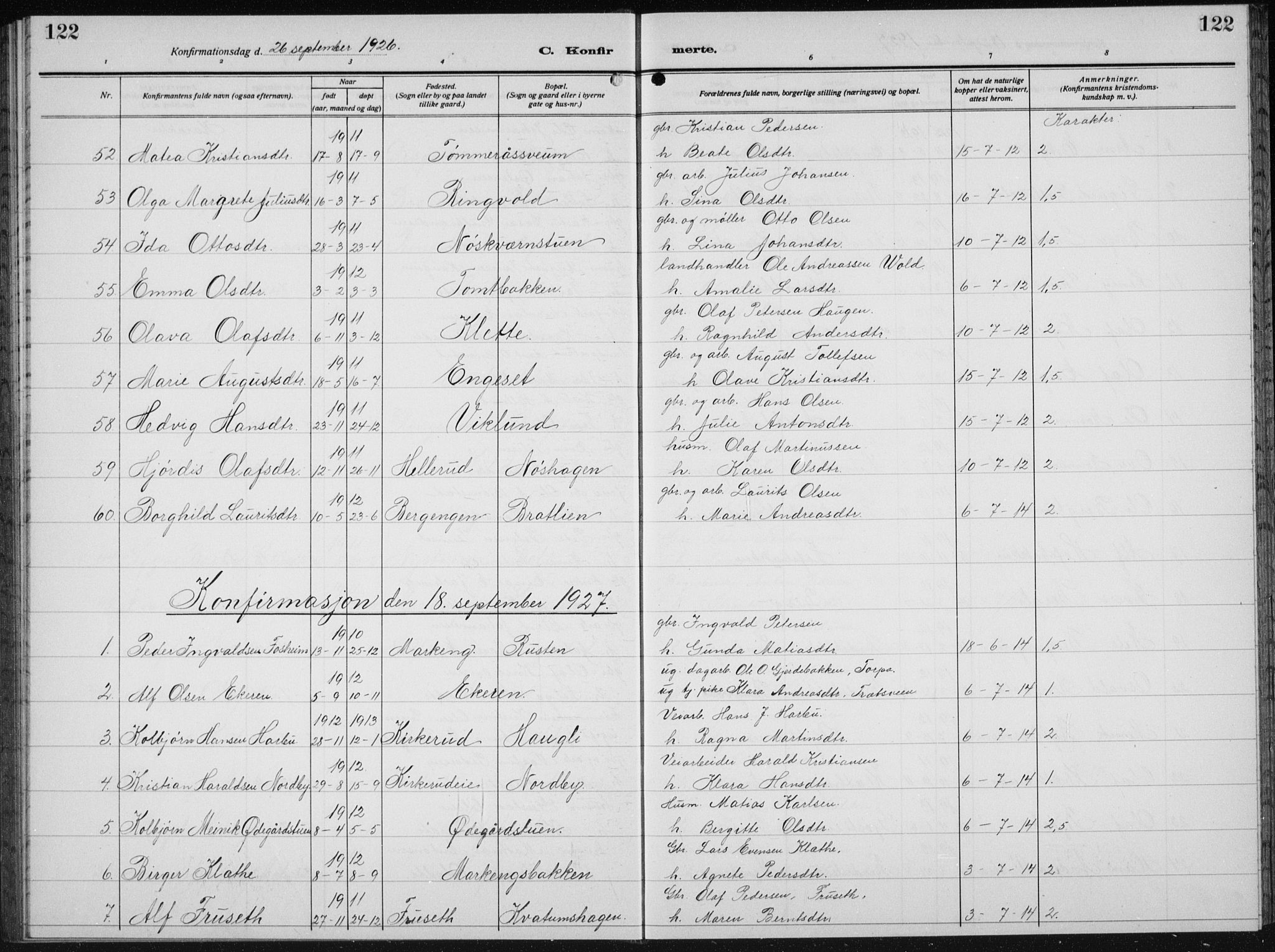 Biri prestekontor, AV/SAH-PREST-096/H/Ha/Hab/L0007: Parish register (copy) no. 7, 1919-1941, p. 122