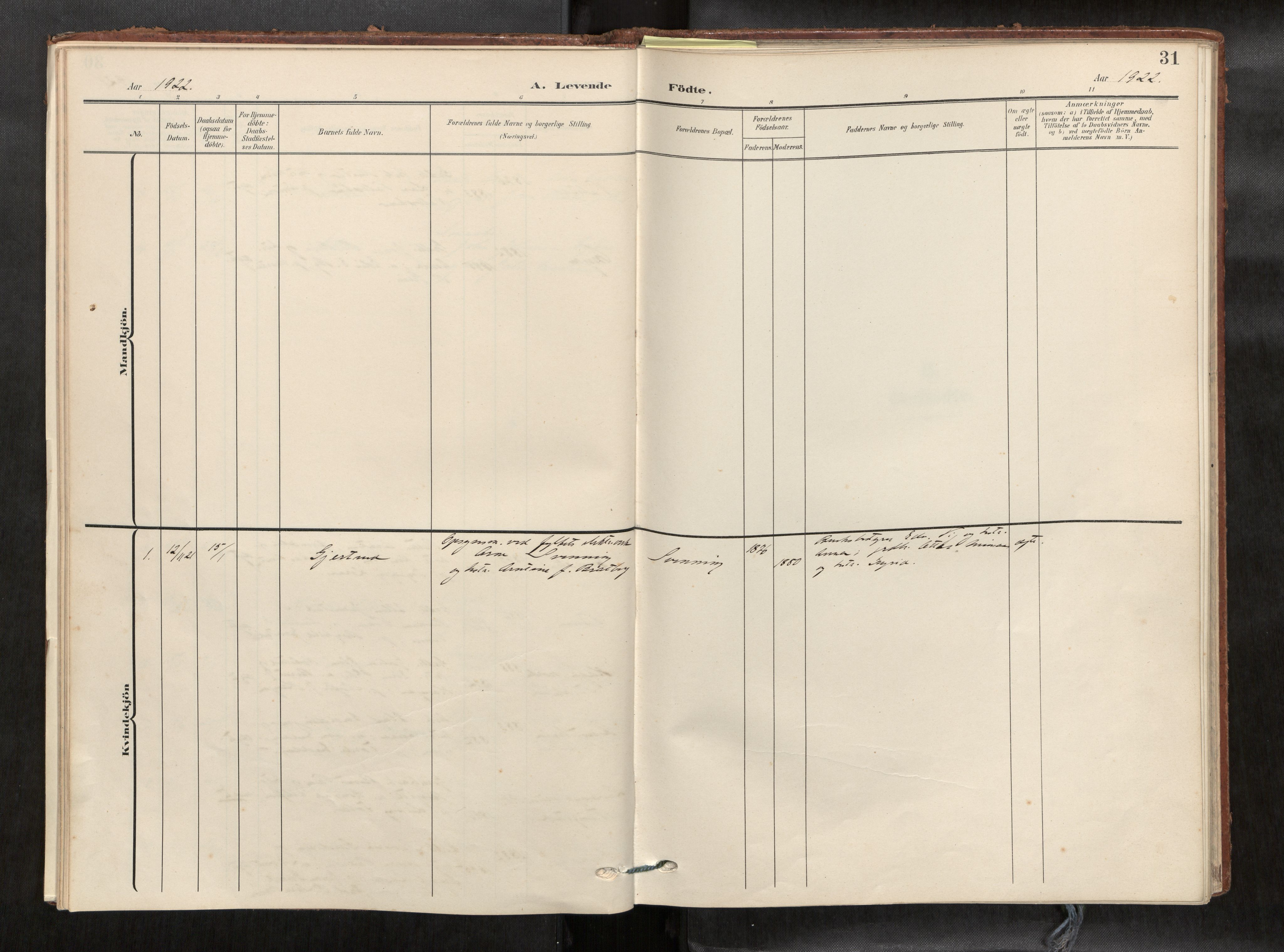 Verdal sokneprestkontor, SAT/A-1156/2/H/Haa/L0003: Parish register (official) no. 3, 1907-1921, p. 31
