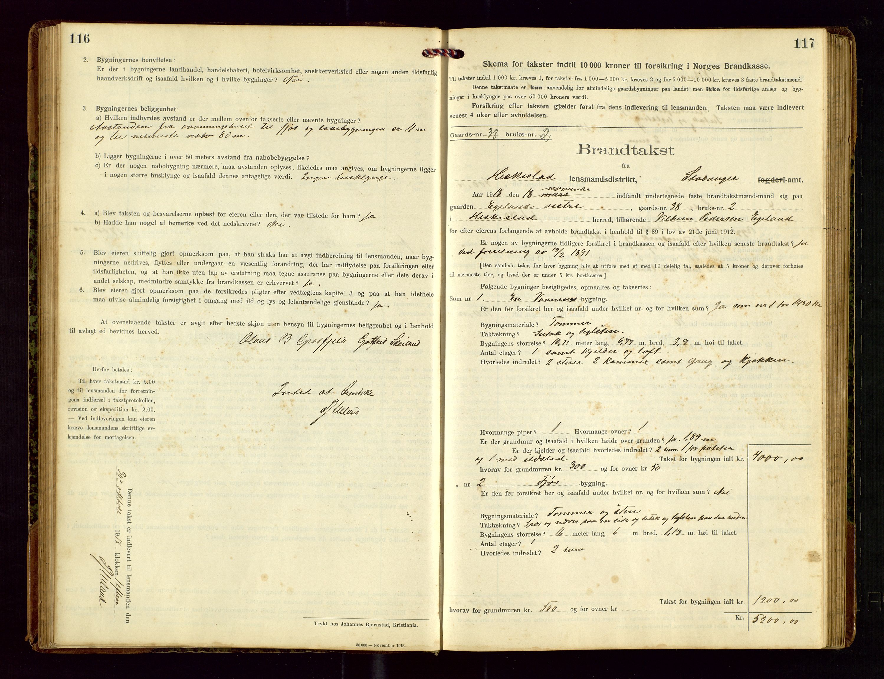 Heskestad lensmannskontor, AV/SAST-A-100304/Gob/L0002: "Brandtakstprotokol", 1915-1922, p. 116-117