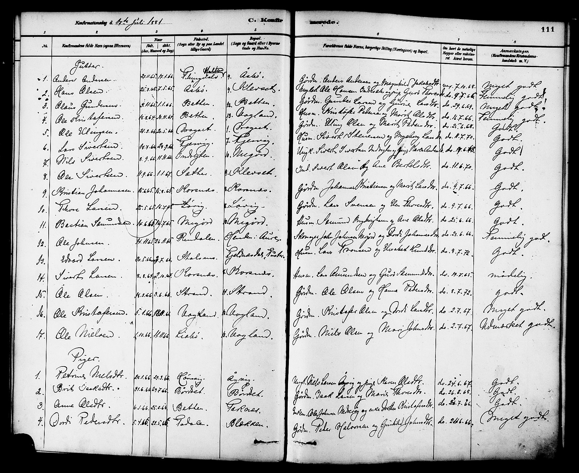 Ministerialprotokoller, klokkerbøker og fødselsregistre - Møre og Romsdal, AV/SAT-A-1454/576/L0885: Parish register (official) no. 576A03, 1880-1898, p. 111