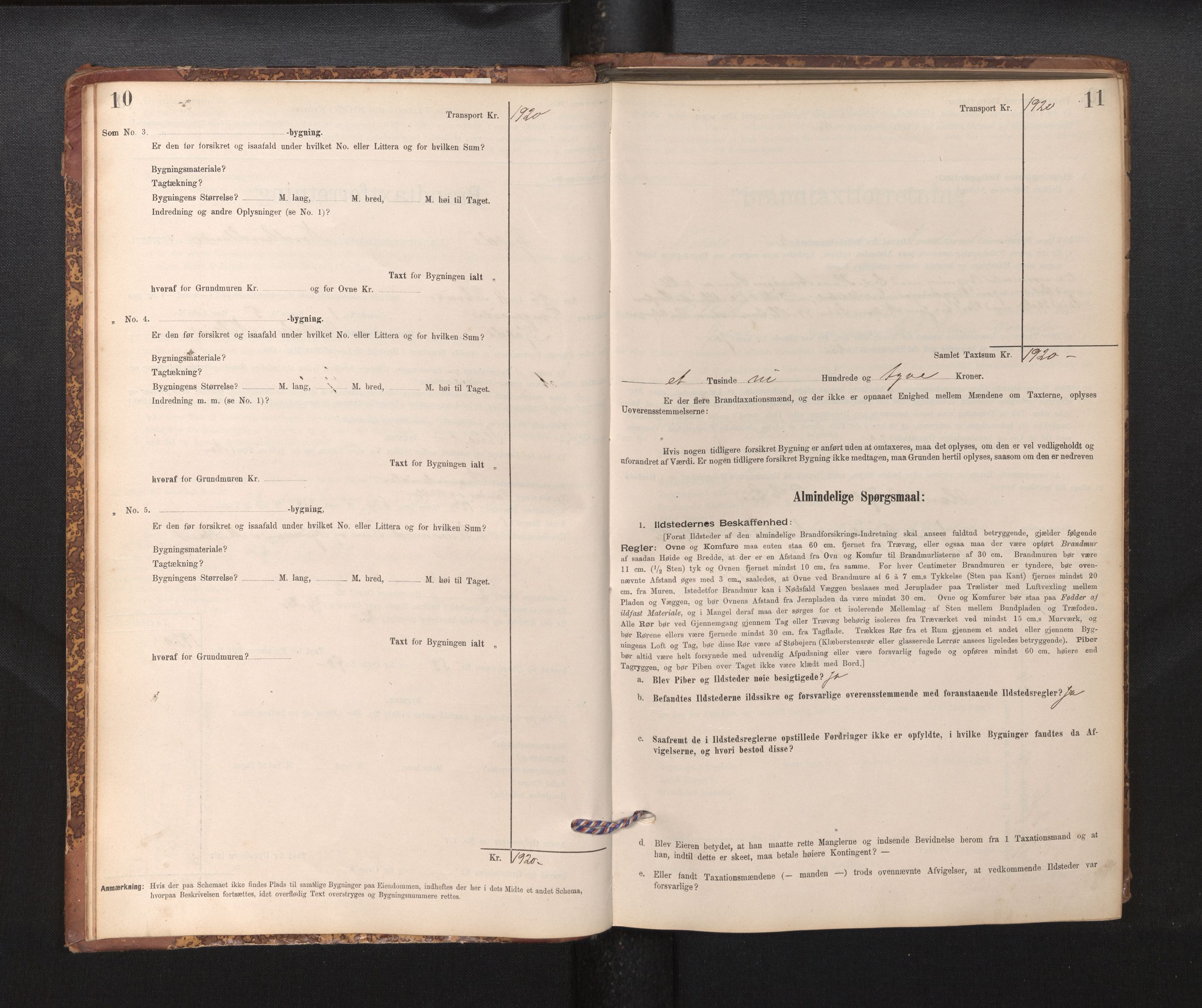 Lensmannen i Fjell, SAB/A-32301/0012/L0005: Branntakstprotokoll, skjematakst, 1895-1931, p. 10-11