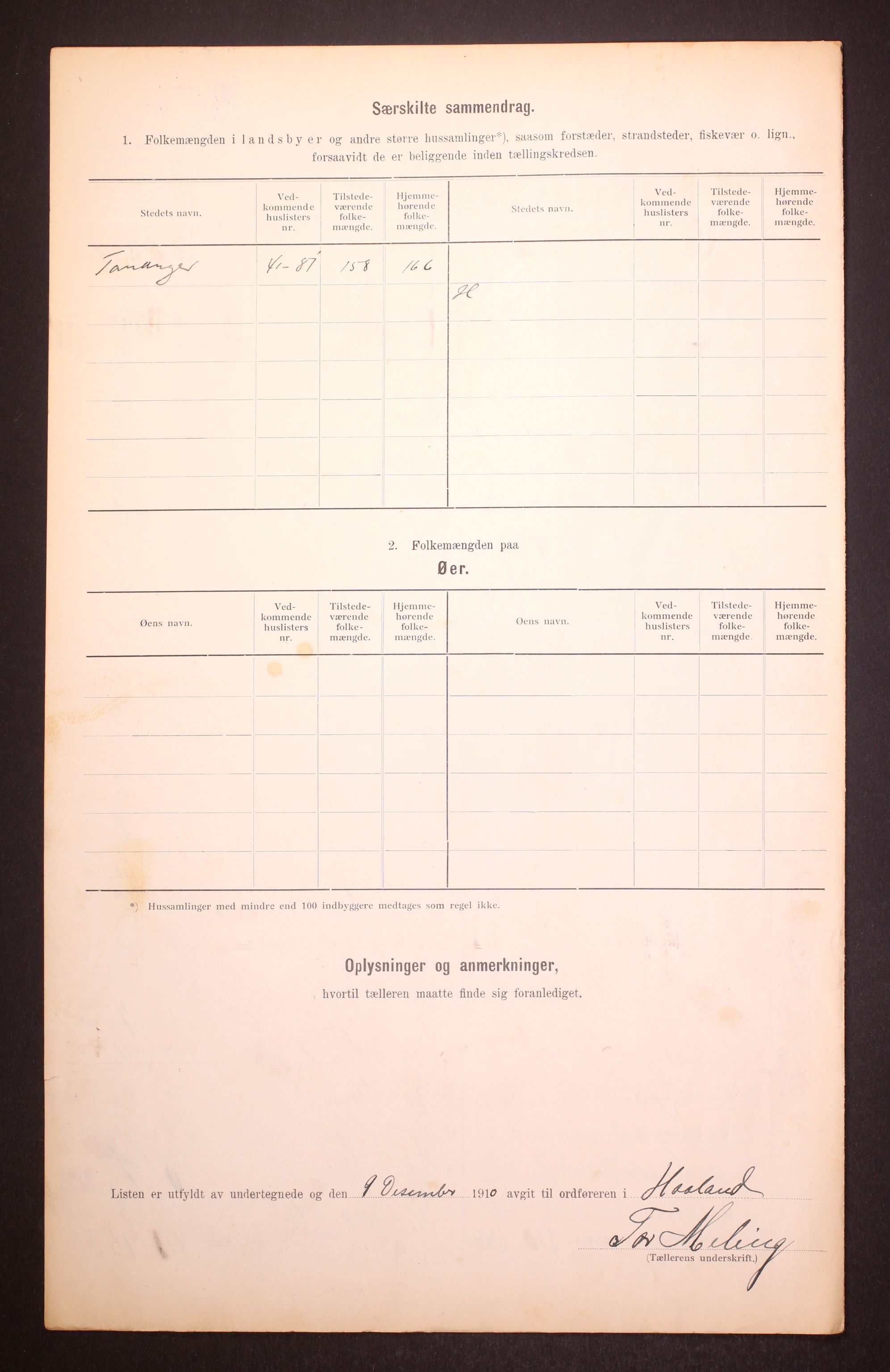 RA, 1910 census for Håland, 1910, p. 6