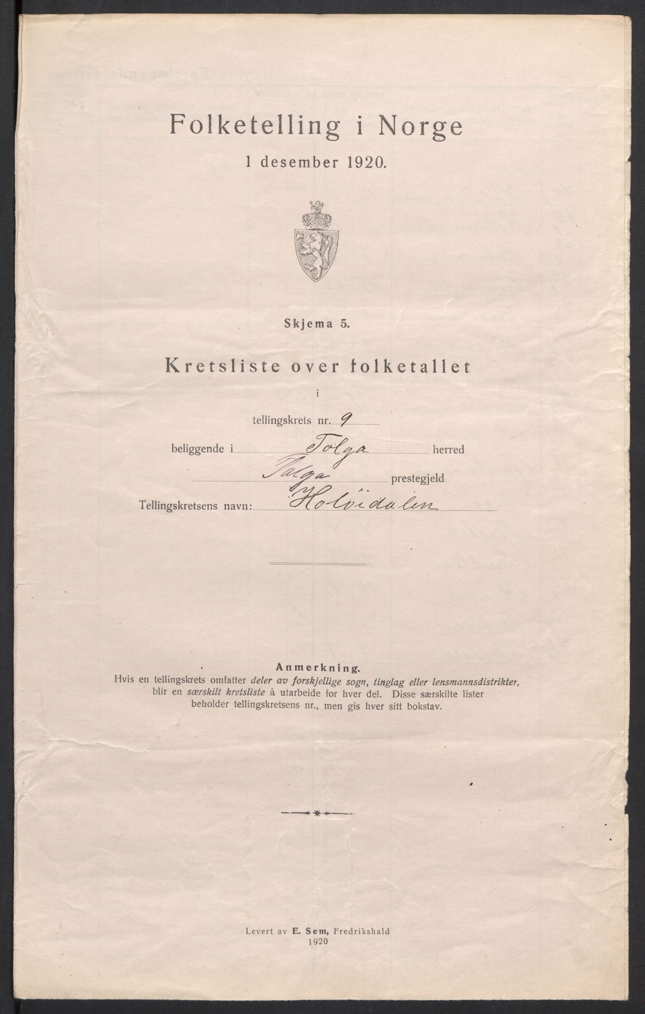 SAH, 1920 census for Tolga, 1920, p. 30