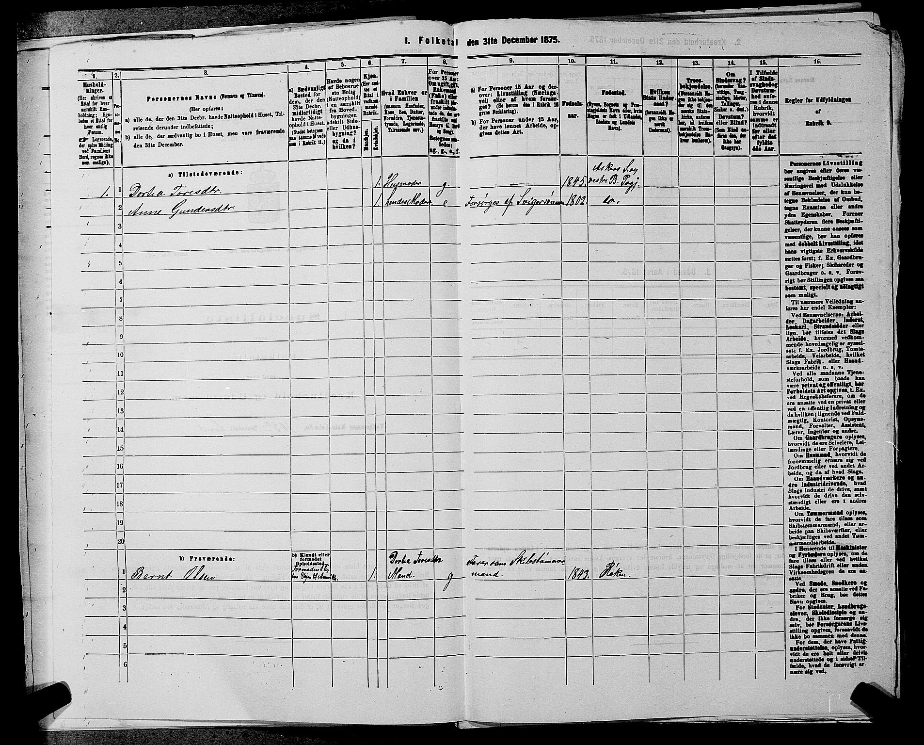 RA, 1875 census for 0220P Asker, 1875, p. 790