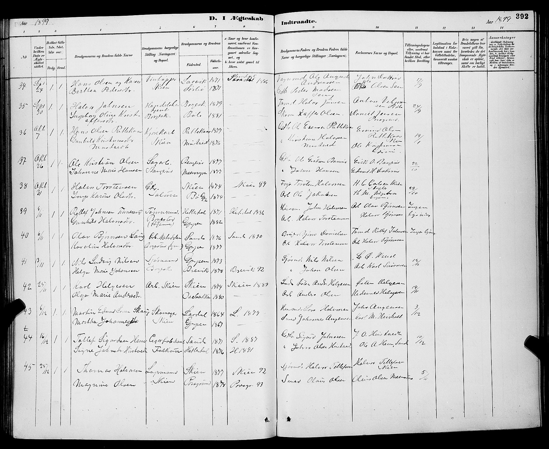 Gjerpen kirkebøker, AV/SAKO-A-265/G/Ga/L0002: Parish register (copy) no. I 2, 1883-1900, p. 392