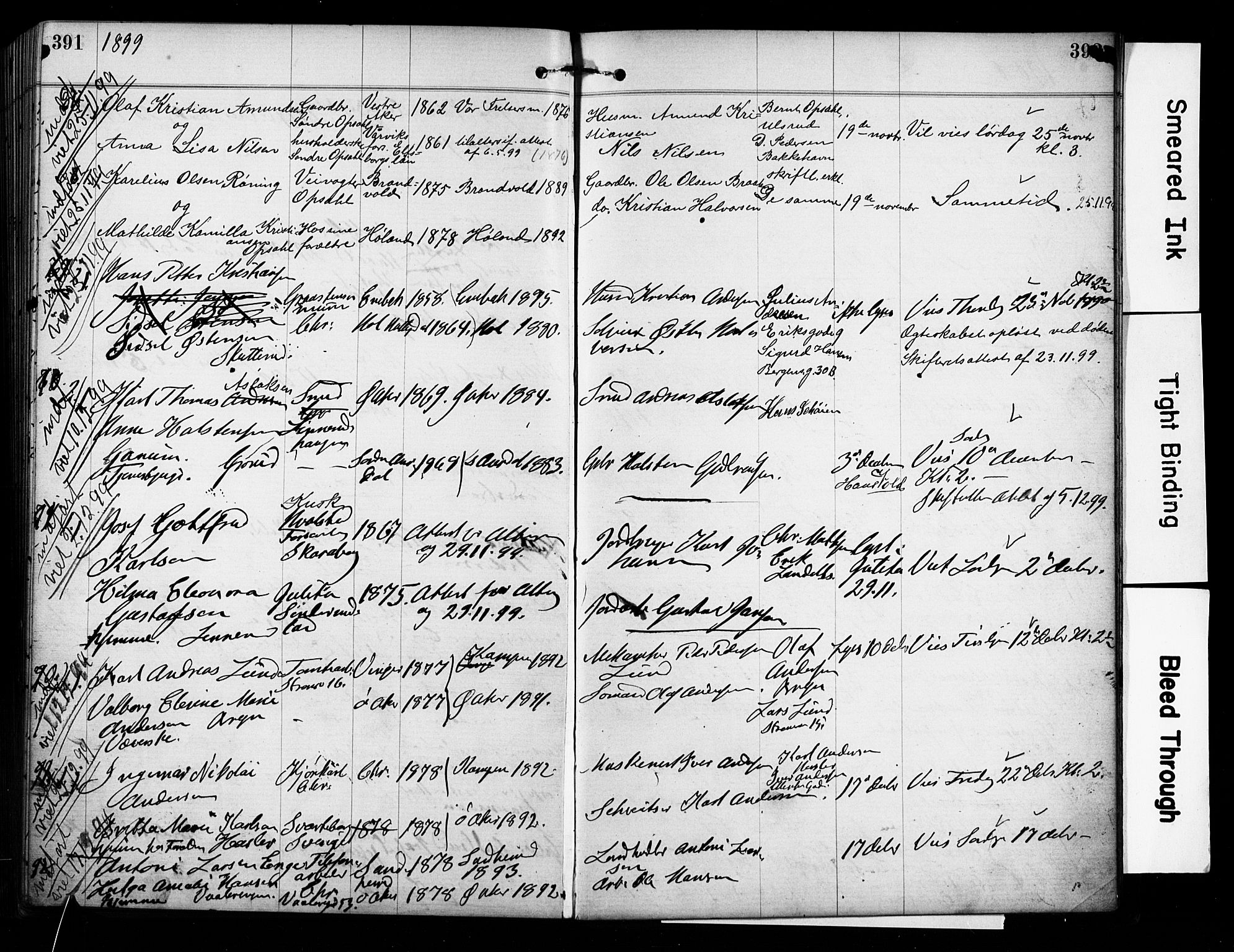 Østre Aker prestekontor Kirkebøker, SAO/A-10840/H/Ha/L0004: Banns register no. I 4, 1878-1901, p. 391-392