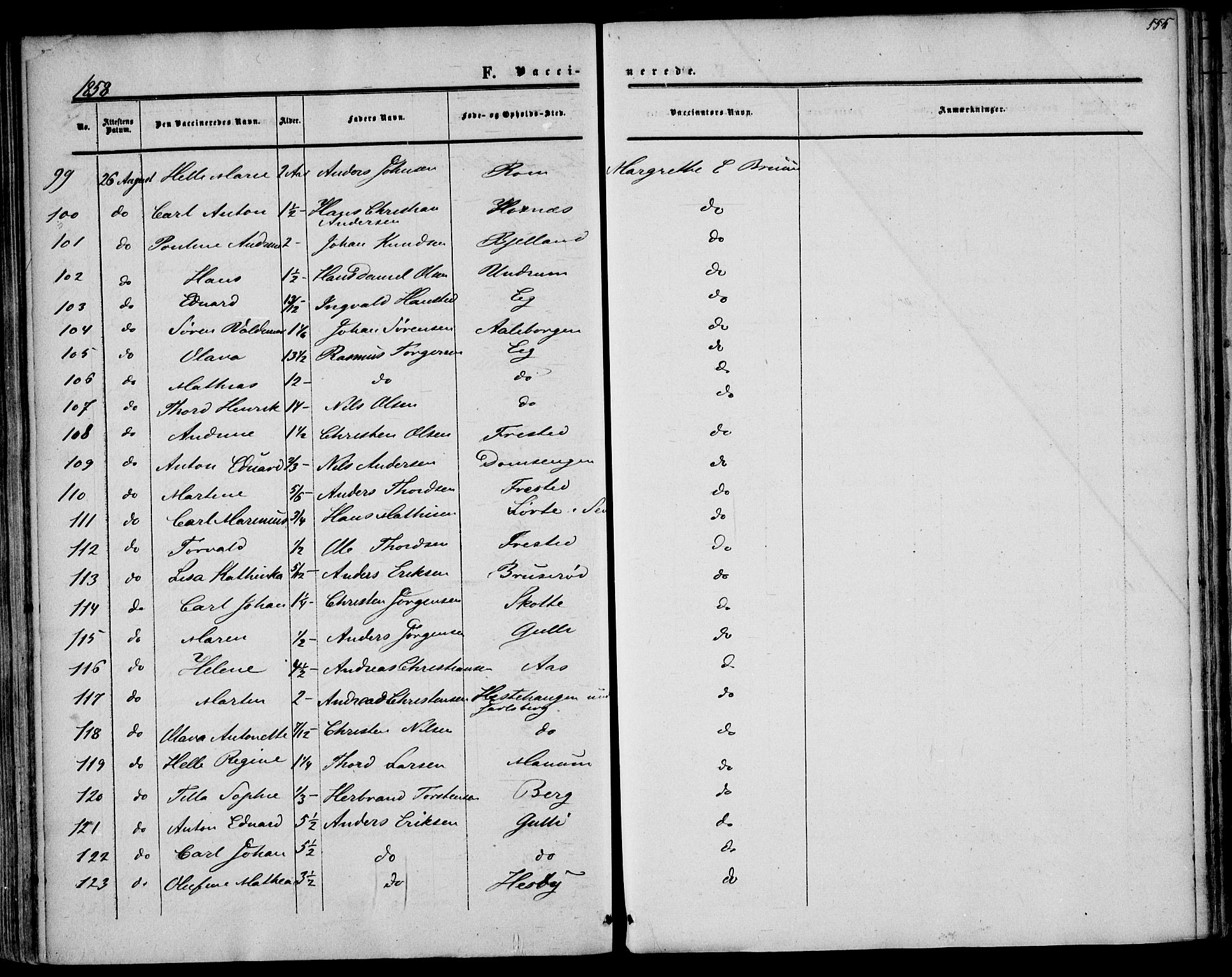 Sem kirkebøker, AV/SAKO-A-5/F/Fa/L0007: Parish register (official) no. I 7, 1856-1865, p. 555