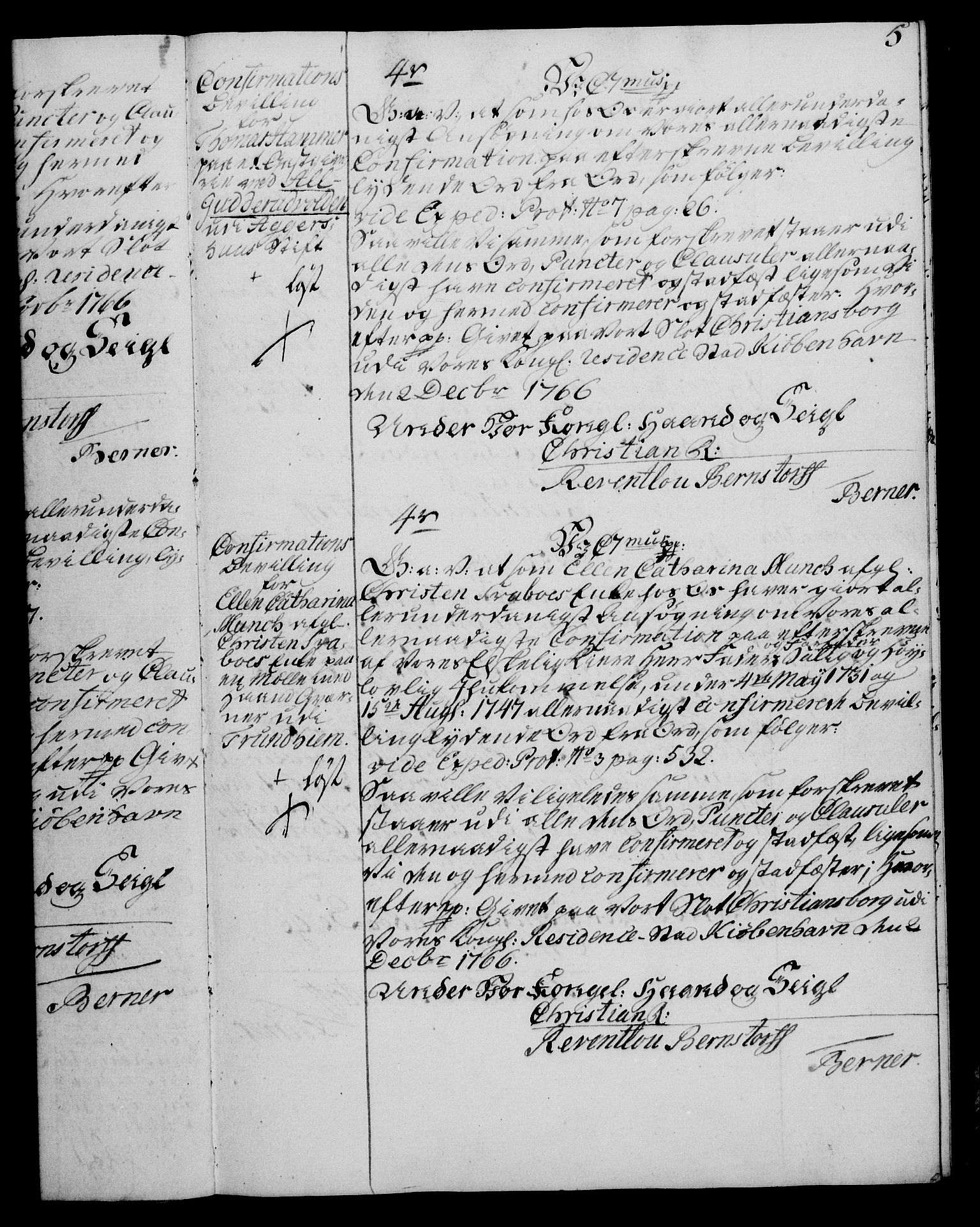 Rentekammeret, Kammerkanselliet, RA/EA-3111/G/Gg/Ggc/Ggca/L0002: Norsk konfirmasjonsekspedisjonsprotokoll med register (merket RK 53.24), 1766-1772, p. 5