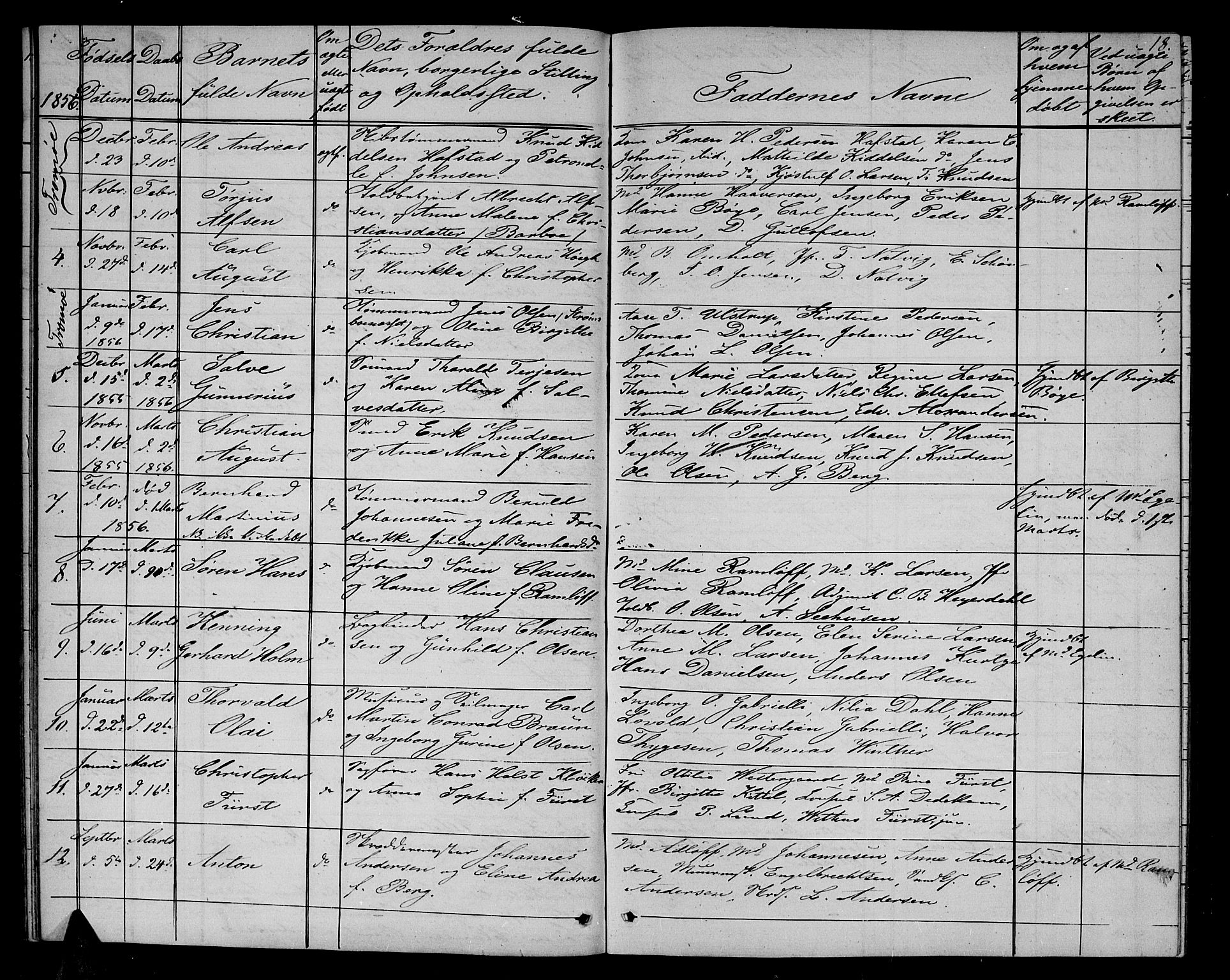 Arendal sokneprestkontor, Trefoldighet, AV/SAK-1111-0040/F/Fb/L0003: Parish register (copy) no. B 3, 1851-1860, p. 18