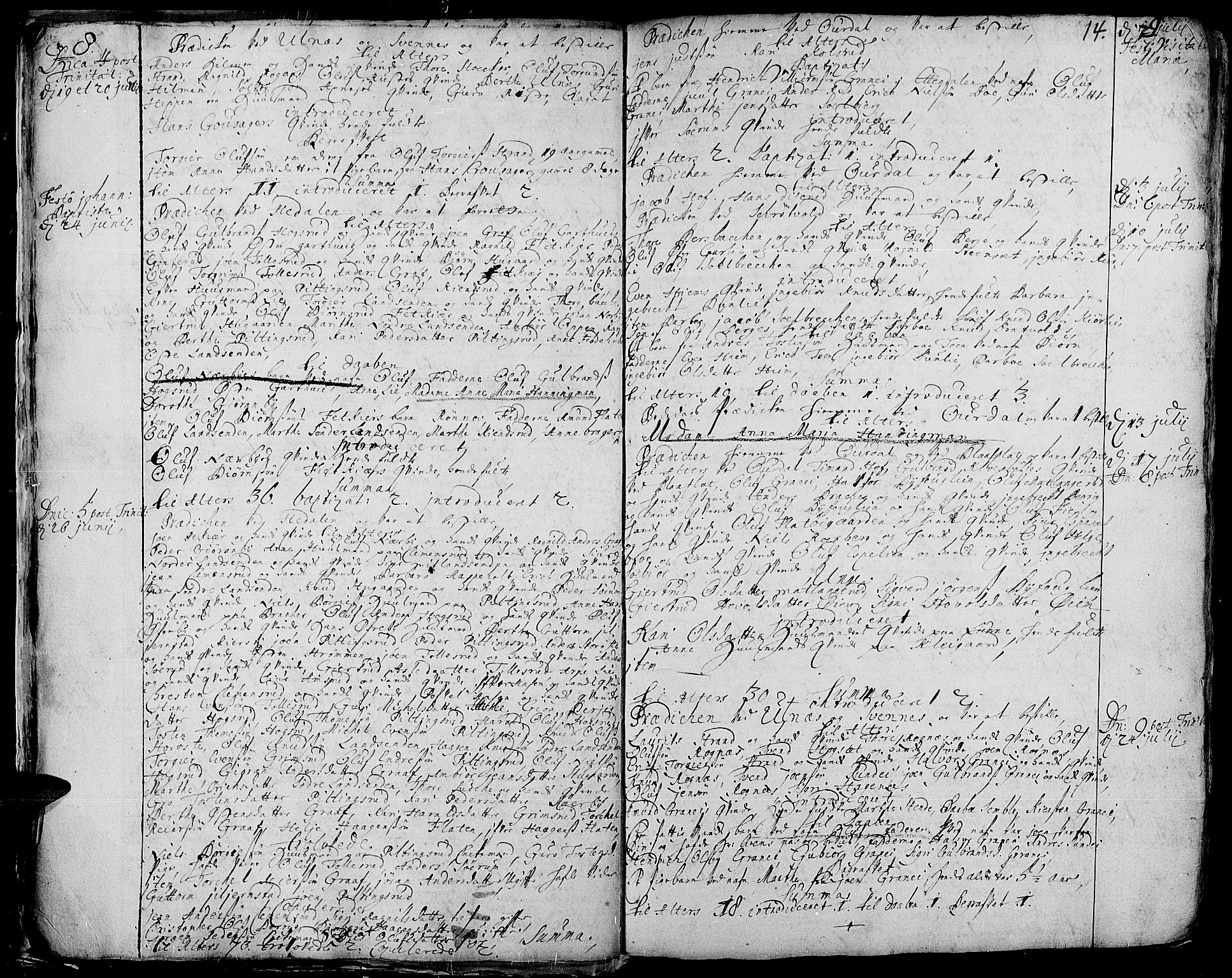 Aurdal prestekontor, AV/SAH-PREST-126/H/Ha/Haa/L0001: Parish register (official) no. 1-3, 1692-1730, p. 14