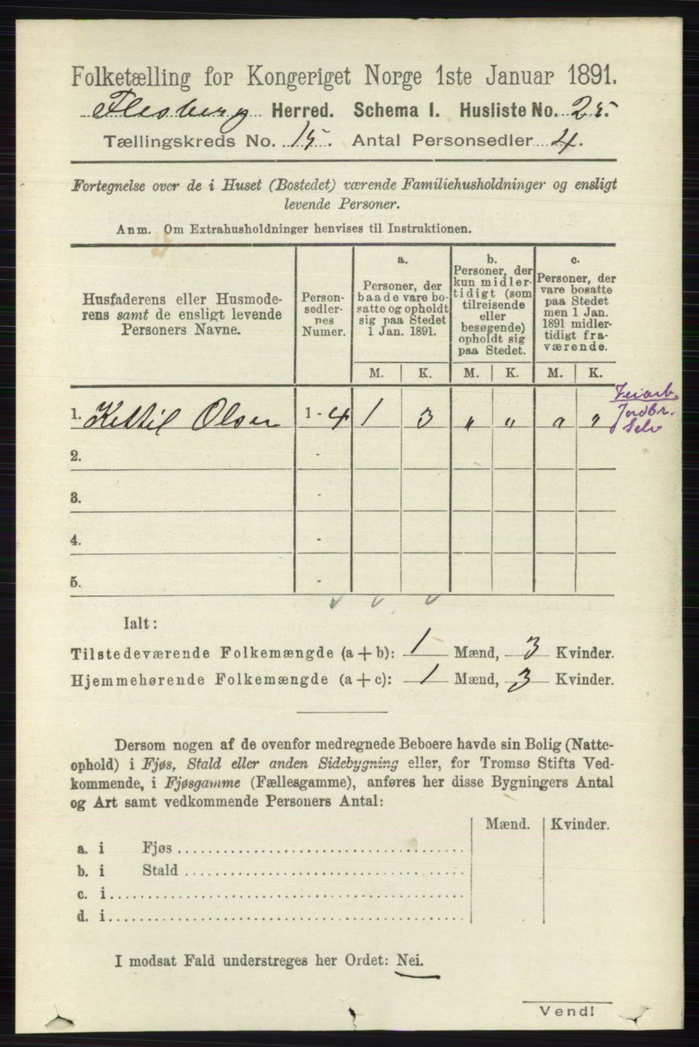 RA, 1891 census for 0631 Flesberg, 1891, p. 2689