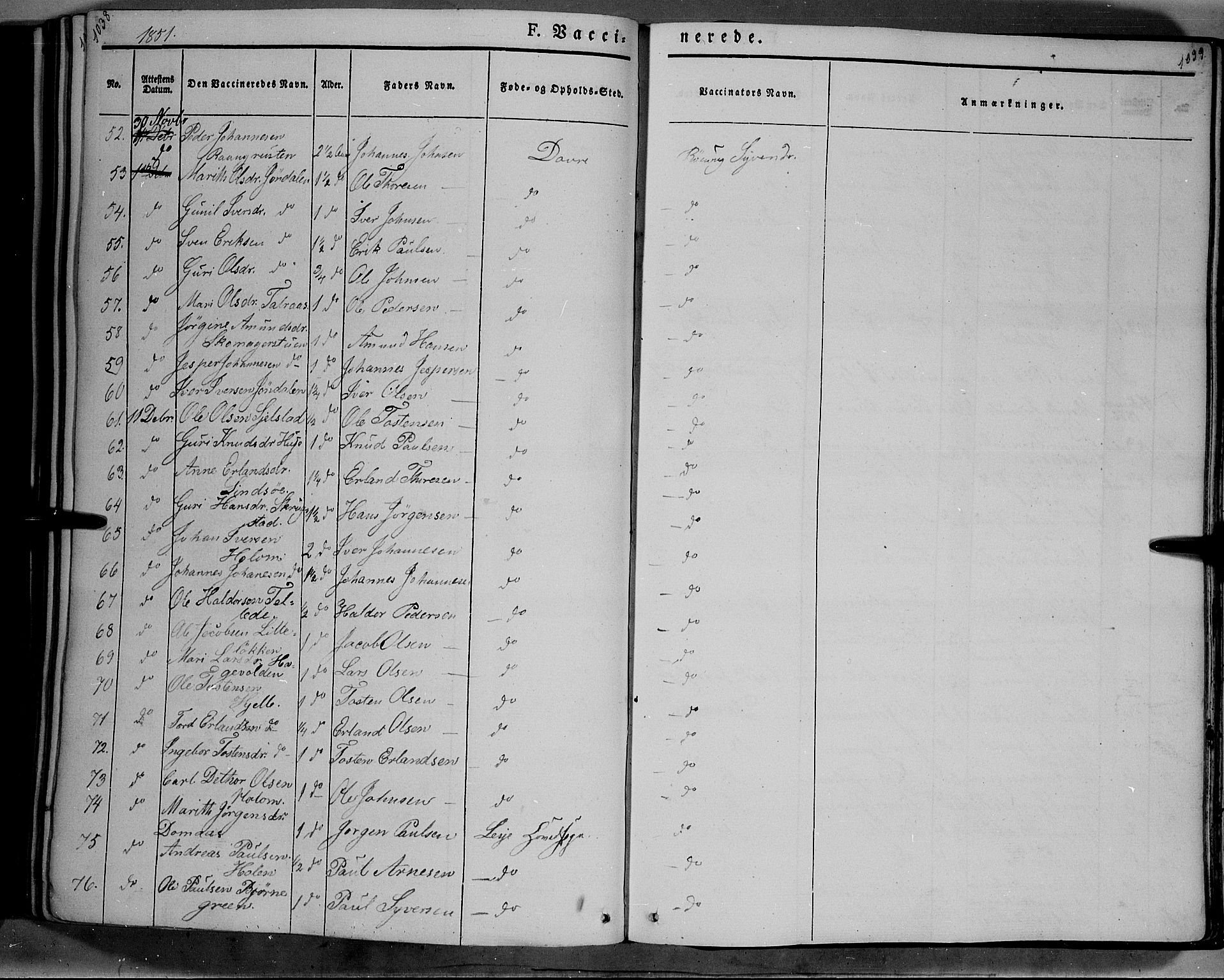 Lesja prestekontor, SAH/PREST-068/H/Ha/Haa/L0006: Parish register (official) no. 6B, 1843-1854, p. 1038-1039
