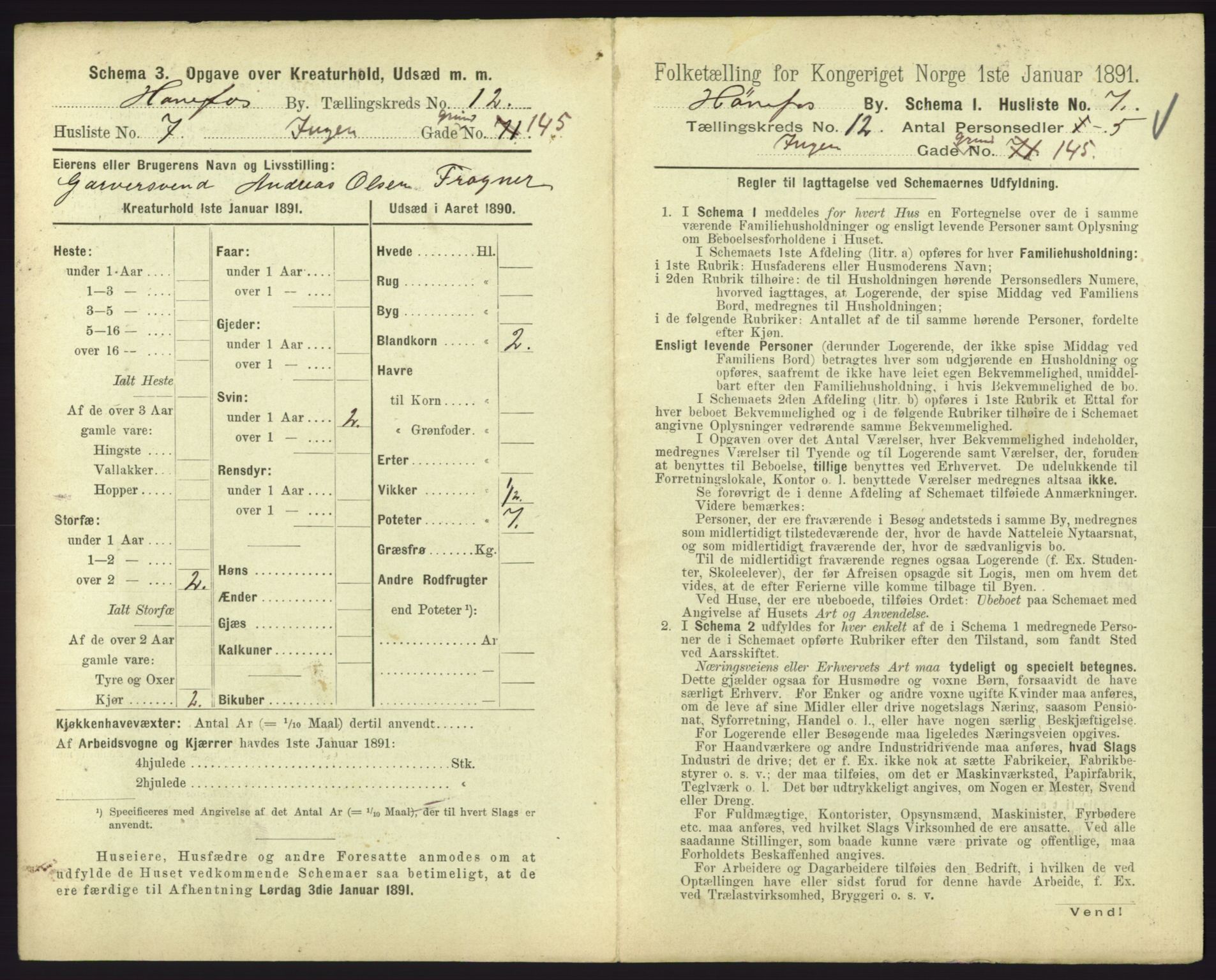 RA, 1891 census for 0601 Hønefoss, 1891, p. 283