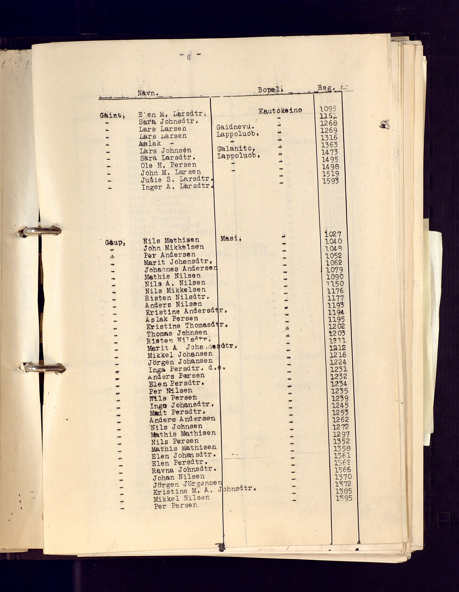 Reindriftsforvaltningen Vest-Finnmark, AV/SATØ-S-1452/G/Ga/L0009: Reinmerkeprotokoll for Kautokeino, nr. 1001-1985, 1935-2009