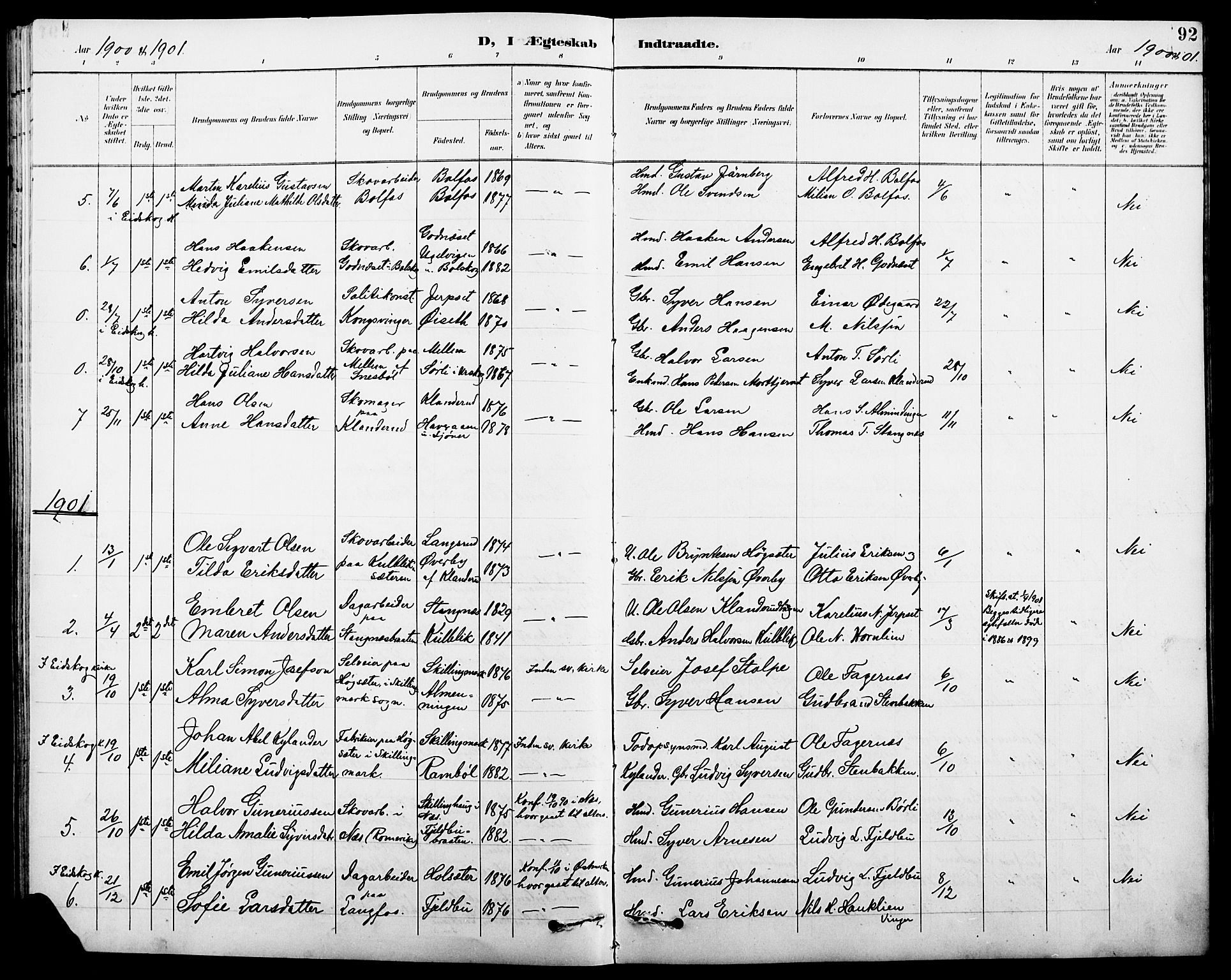 Eidskog prestekontor, SAH/PREST-026/H/Ha/Hab/L0002: Parish register (copy) no. 2, 1895-1923, p. 92