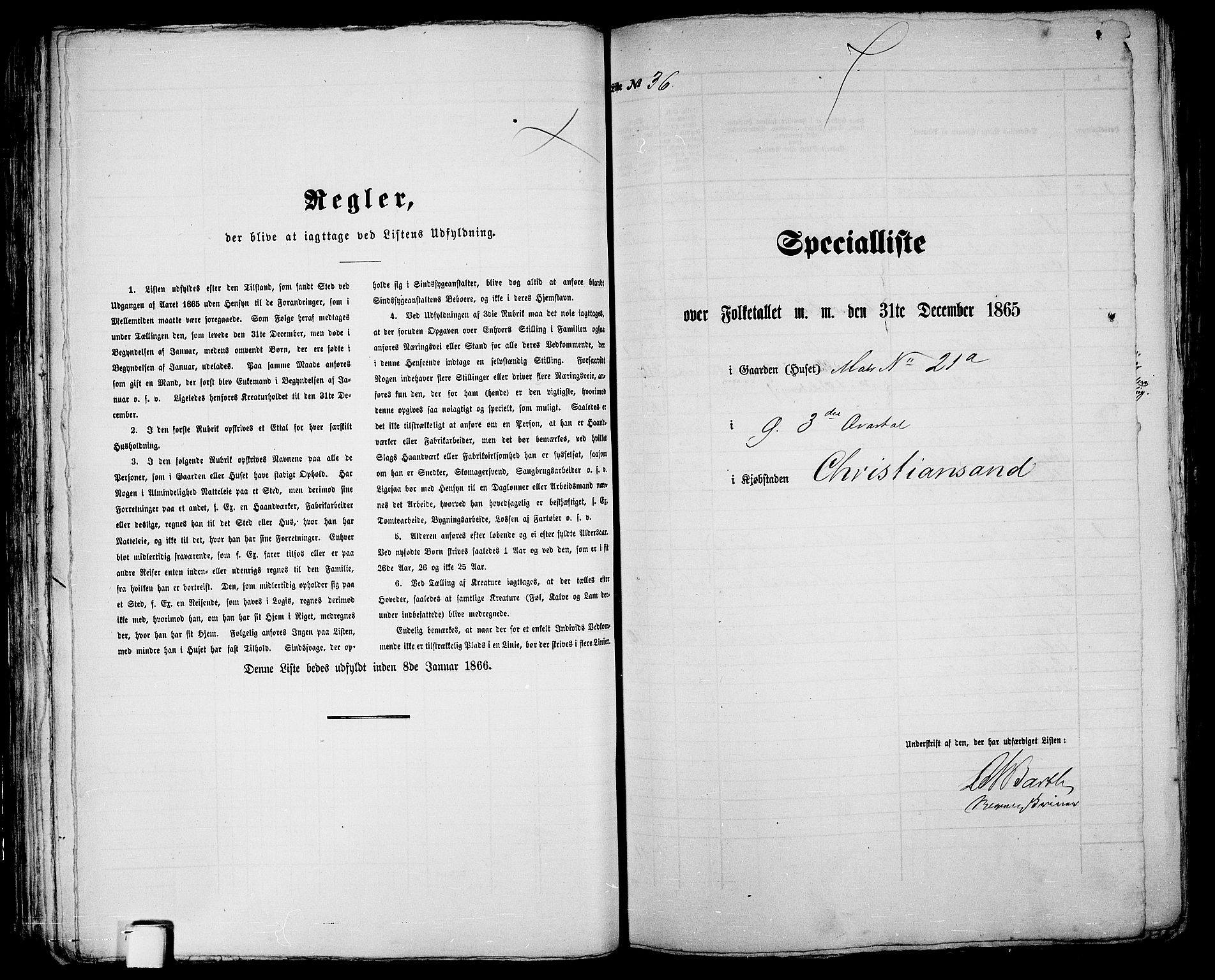 RA, 1865 census for Kristiansand, 1865, p. 85