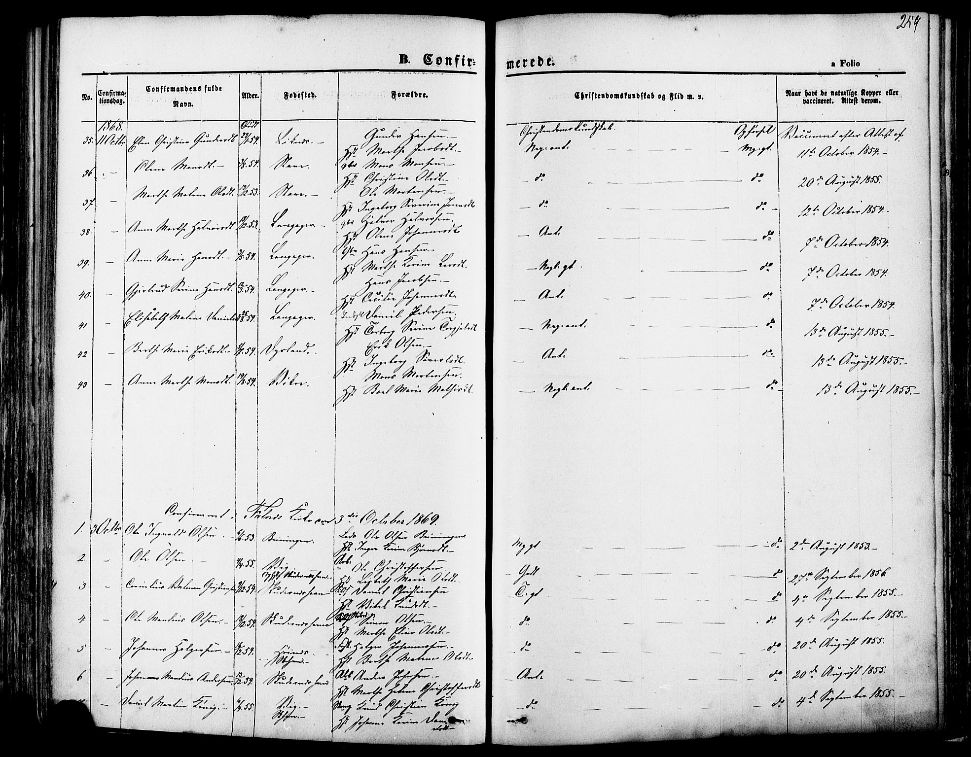 Skudenes sokneprestkontor, SAST/A -101849/H/Ha/Haa/L0006: Parish register (official) no. A 4, 1864-1881, p. 259