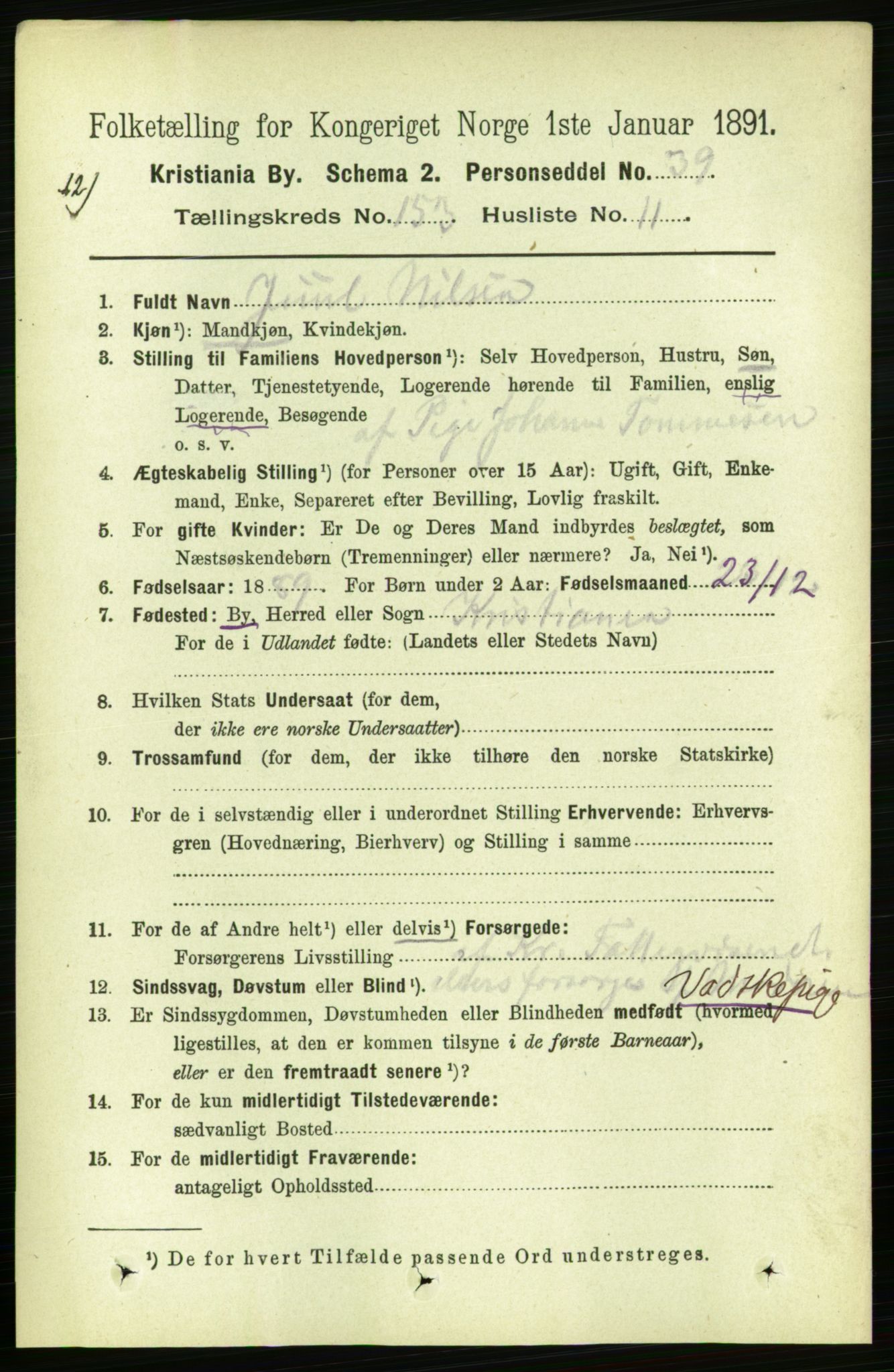 RA, 1891 census for 0301 Kristiania, 1891, p. 86490