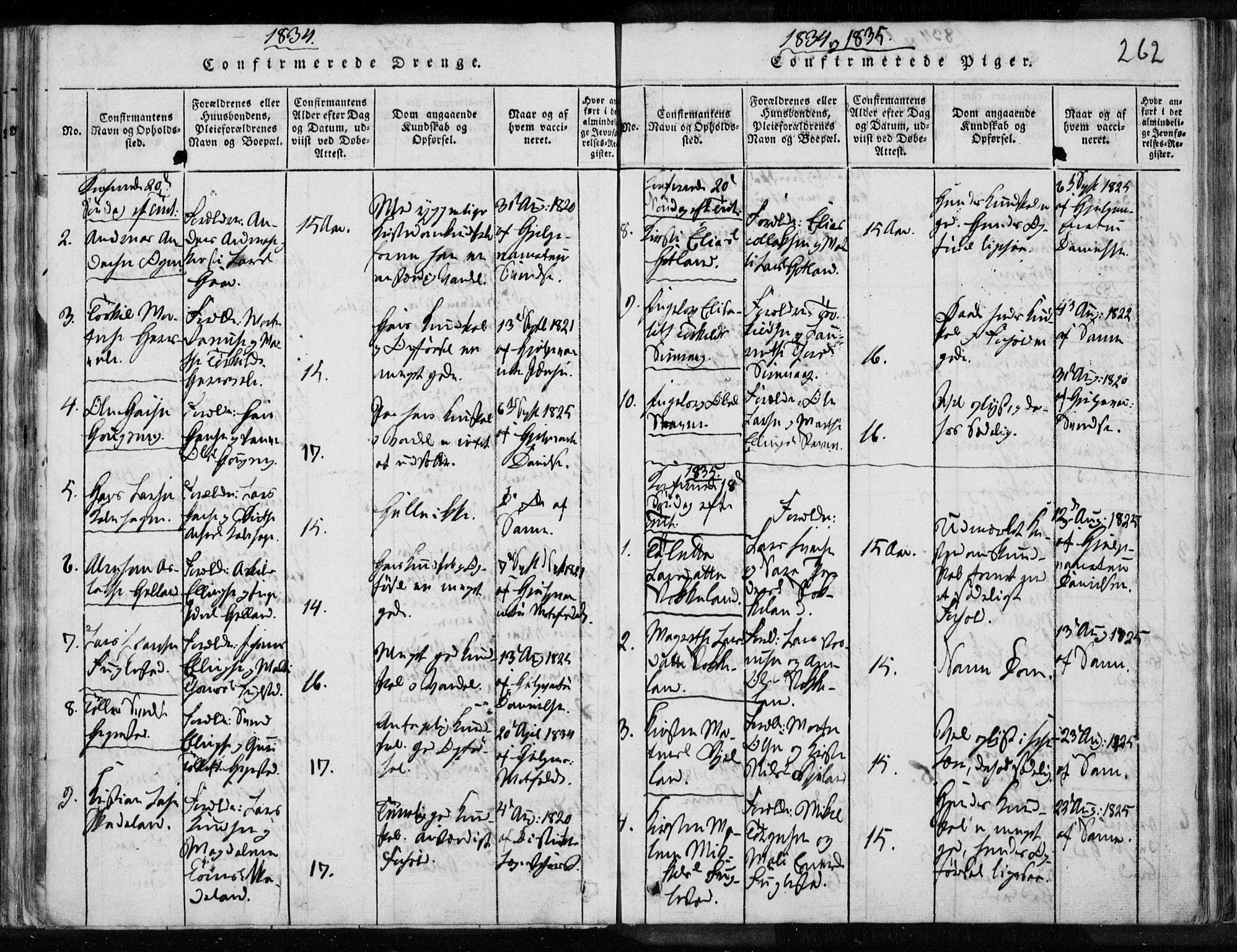 Eigersund sokneprestkontor, SAST/A-101807/S08/L0008: Parish register (official) no. A 8, 1816-1847, p. 262