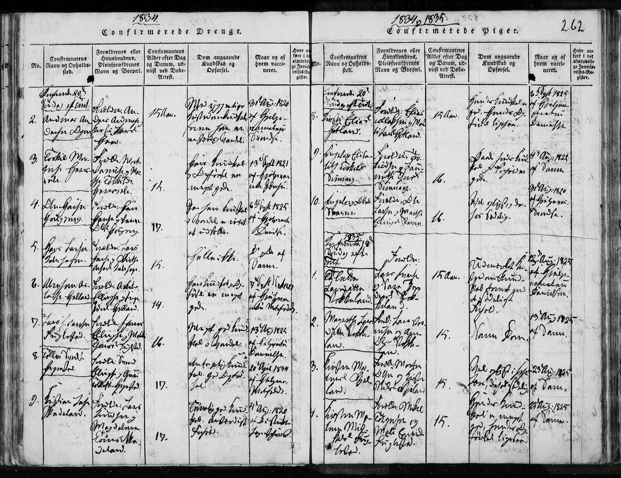 Eigersund sokneprestkontor, AV/SAST-A-101807/S08/L0008: Parish register (official) no. A 8, 1816-1847, p. 262