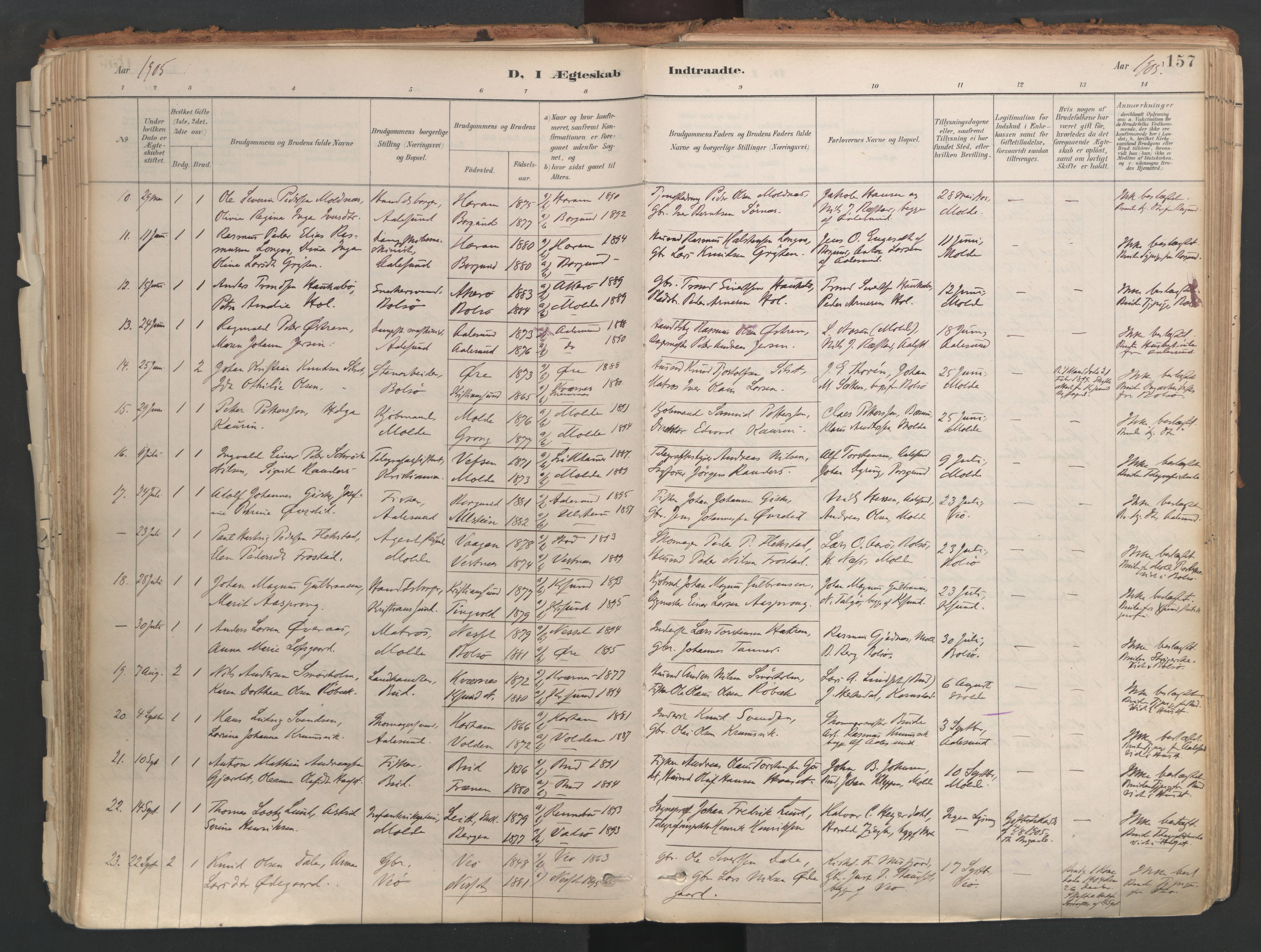 Ministerialprotokoller, klokkerbøker og fødselsregistre - Møre og Romsdal, AV/SAT-A-1454/558/L0692: Parish register (official) no. 558A06, 1887-1971, p. 157