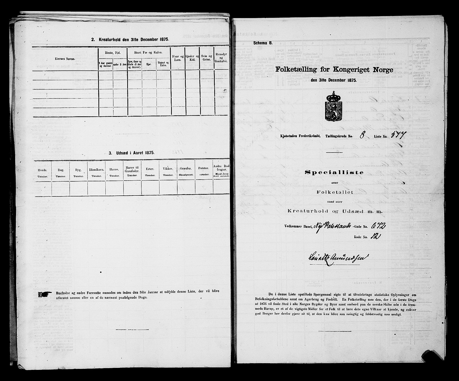 RA, 1875 census for 0101P Fredrikshald, 1875, p. 1403