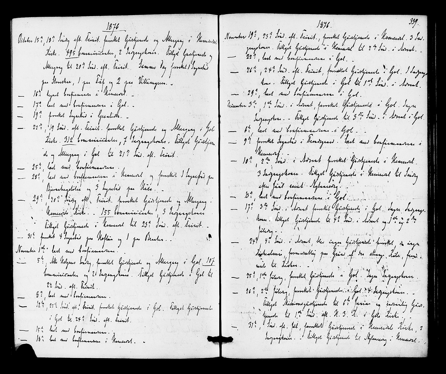 Gol kirkebøker, AV/SAKO-A-226/F/Fa/L0004: Parish register (official) no. I 4, 1876-1886, p. 339