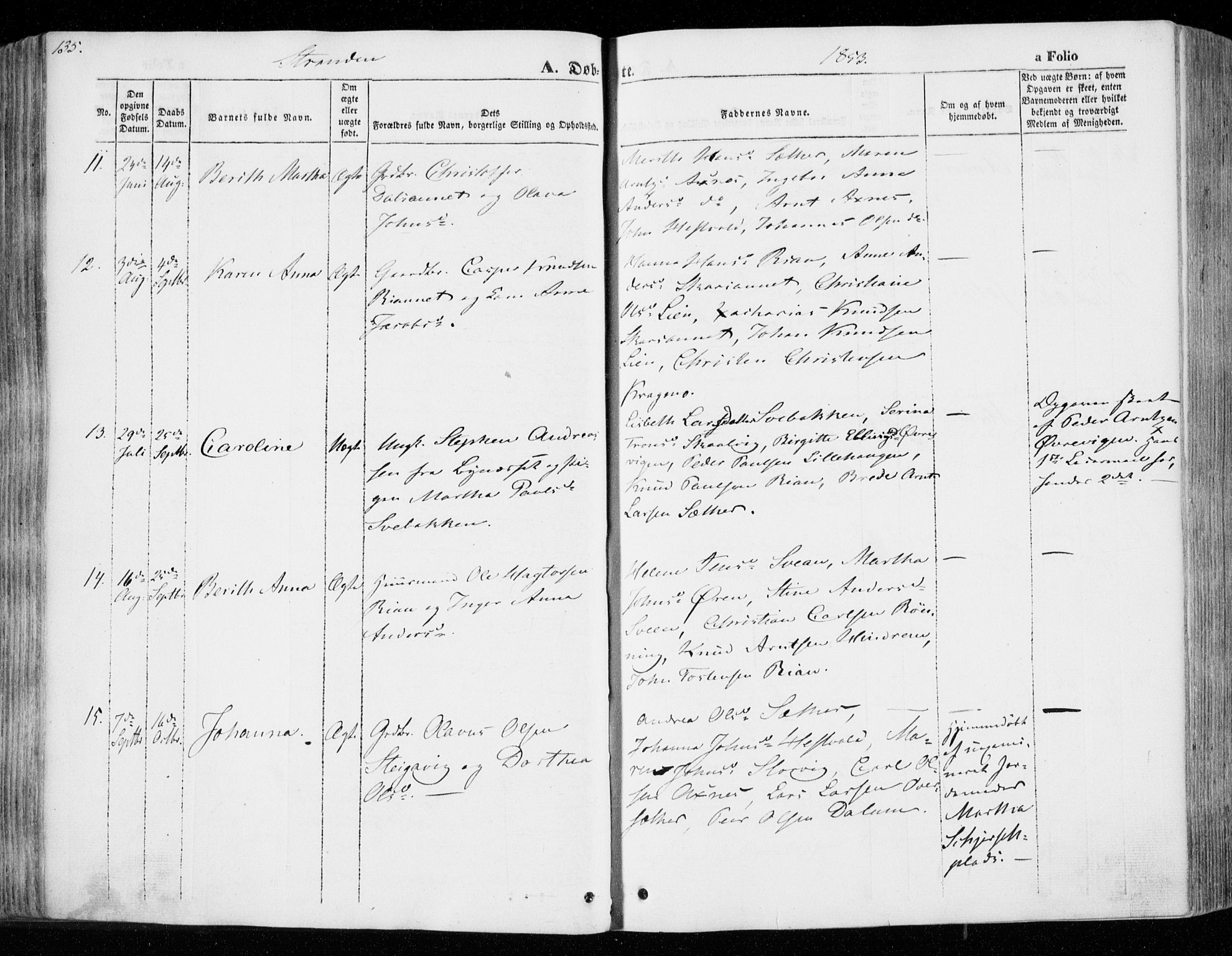 Ministerialprotokoller, klokkerbøker og fødselsregistre - Nord-Trøndelag, SAT/A-1458/701/L0007: Parish register (official) no. 701A07 /2, 1842-1854, p. 135