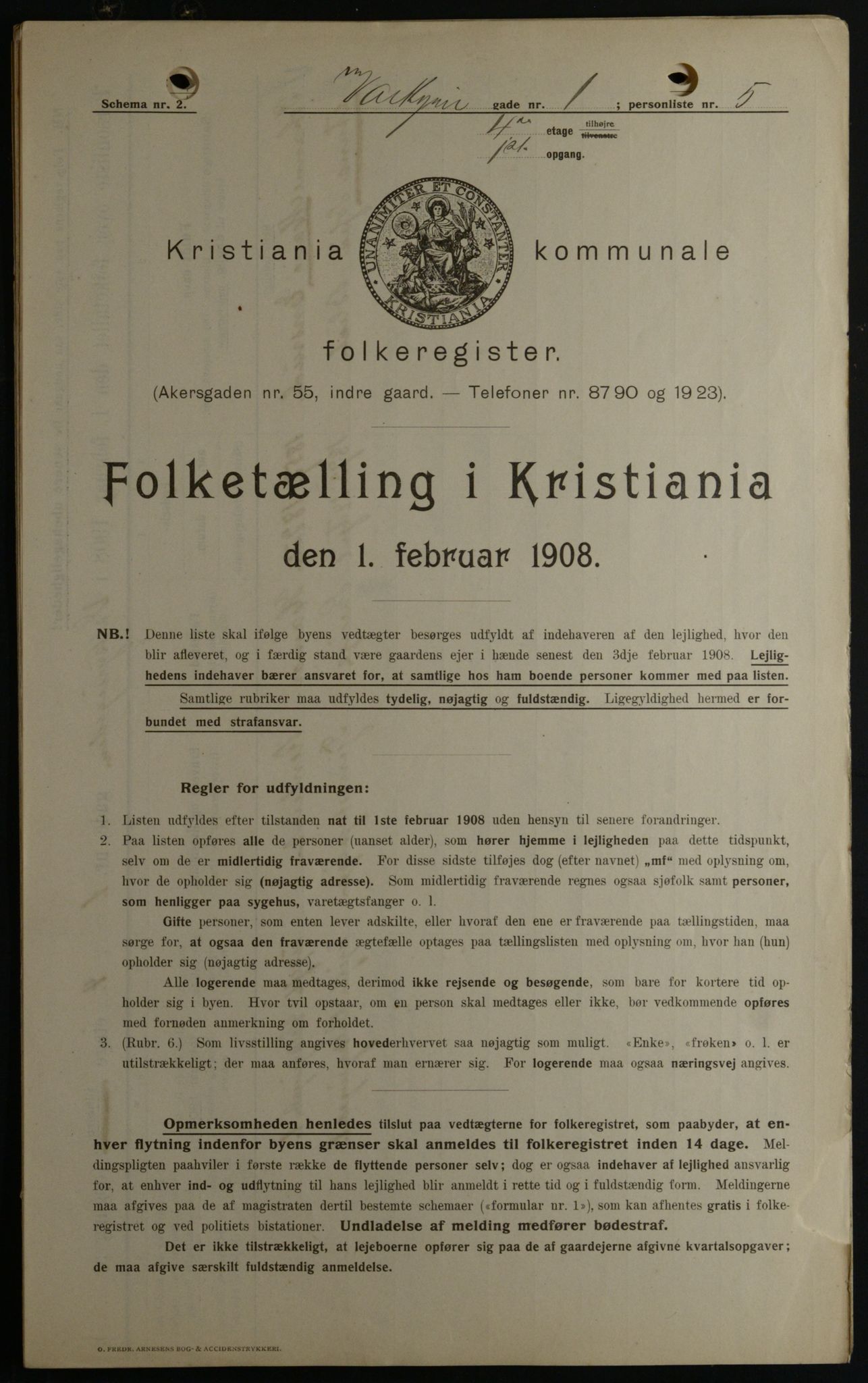 OBA, Municipal Census 1908 for Kristiania, 1908, p. 109170