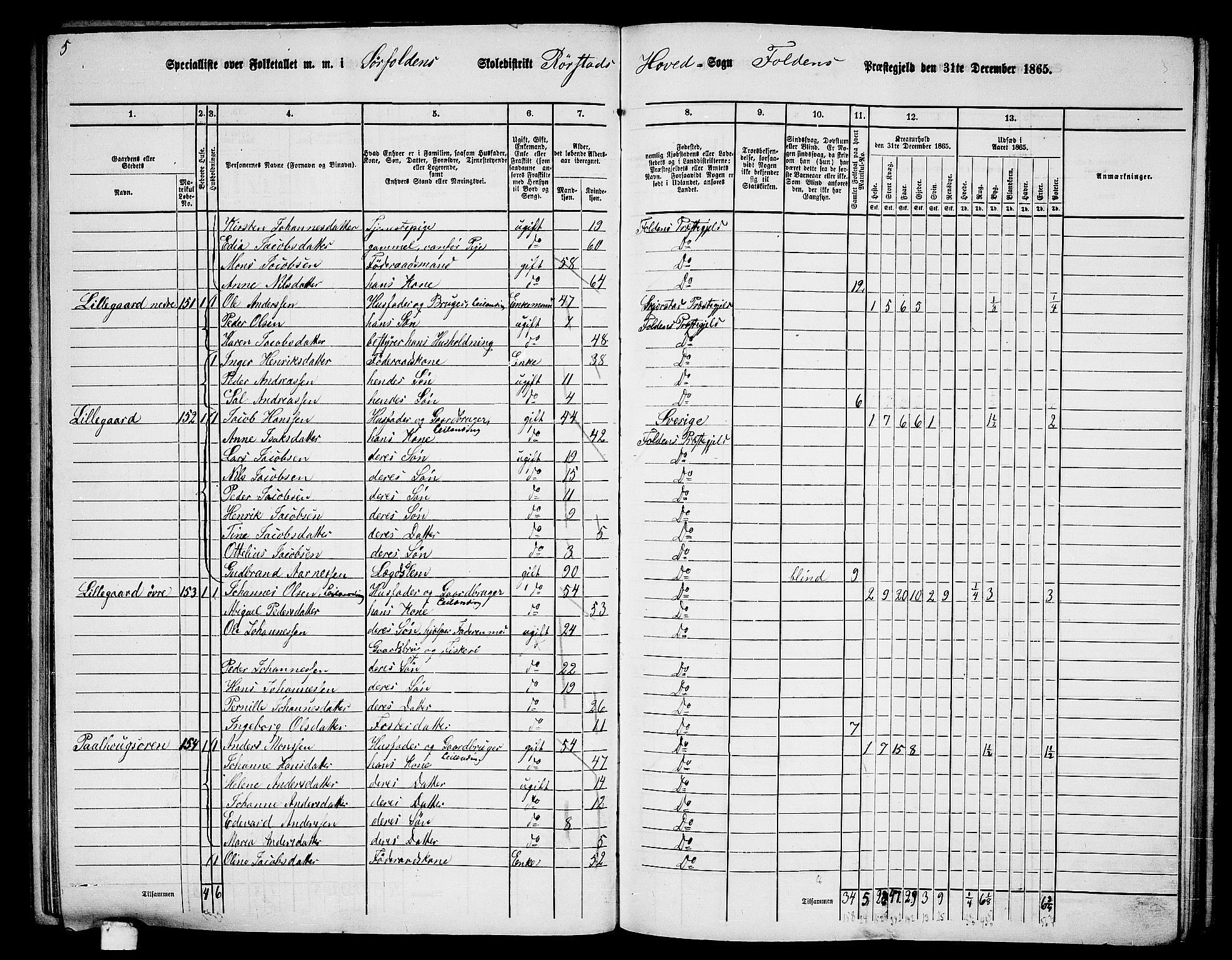 RA, 1865 census for Folda, 1865, p. 80