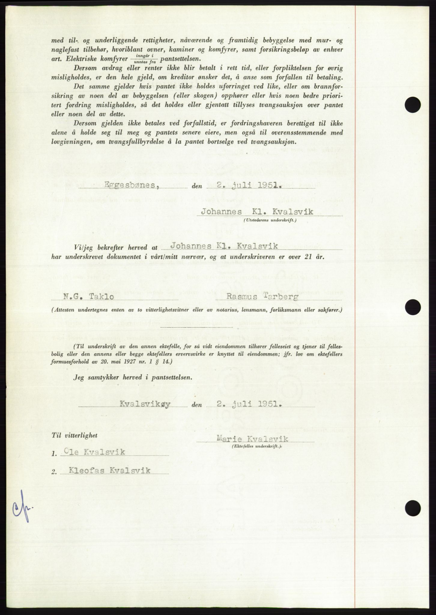 Søre Sunnmøre sorenskriveri, AV/SAT-A-4122/1/2/2C/L0120: Mortgage book no. 8B, 1951-1951, Diary no: : 1243/1951
