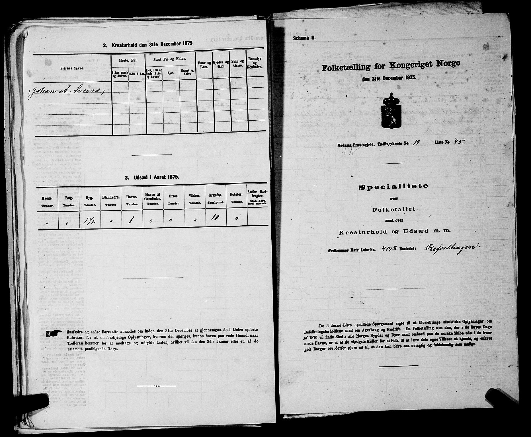 SAKO, 1875 census for 0623P Modum, 1875, p. 2451