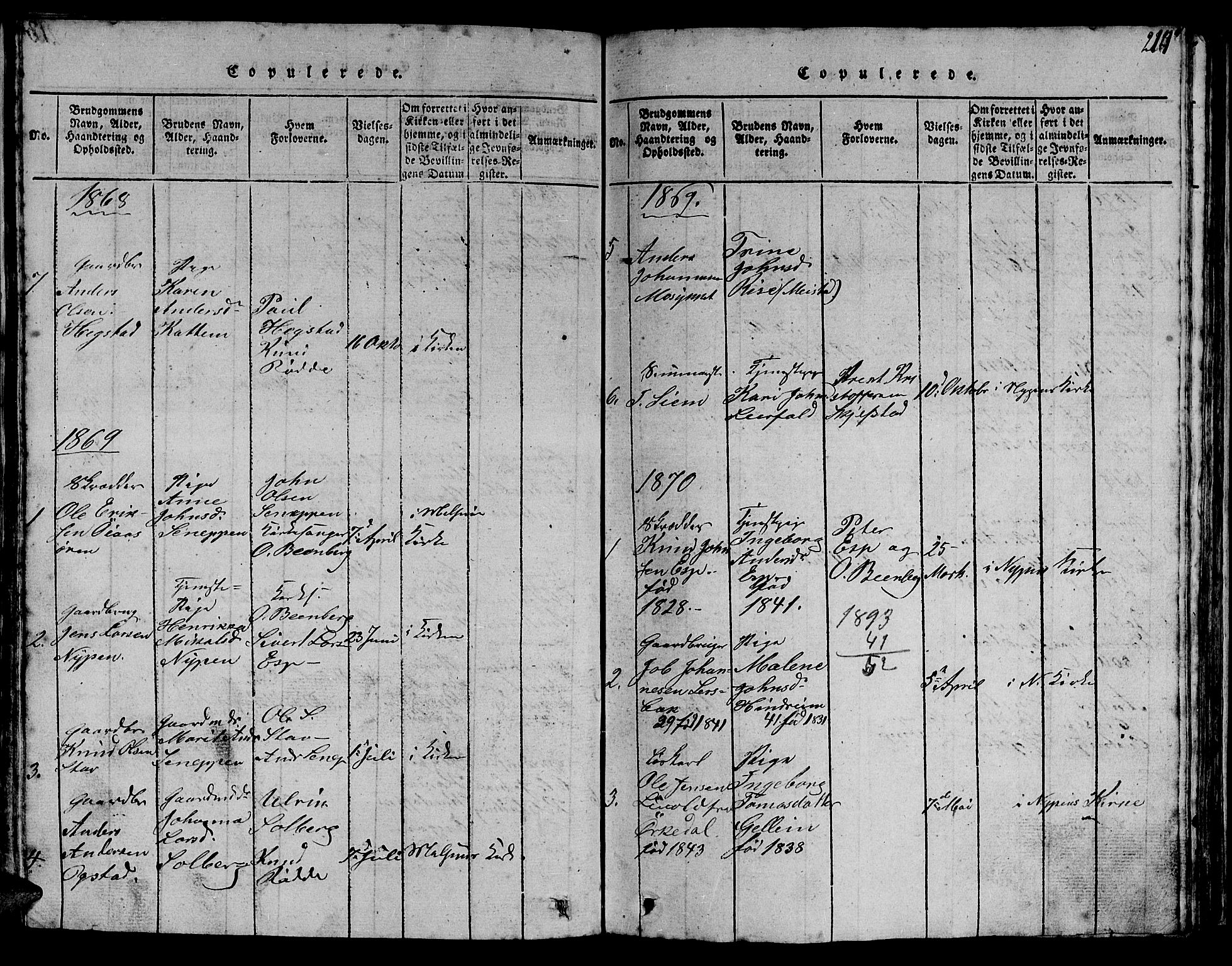 Ministerialprotokoller, klokkerbøker og fødselsregistre - Sør-Trøndelag, SAT/A-1456/613/L0393: Parish register (copy) no. 613C01, 1816-1886, p. 214