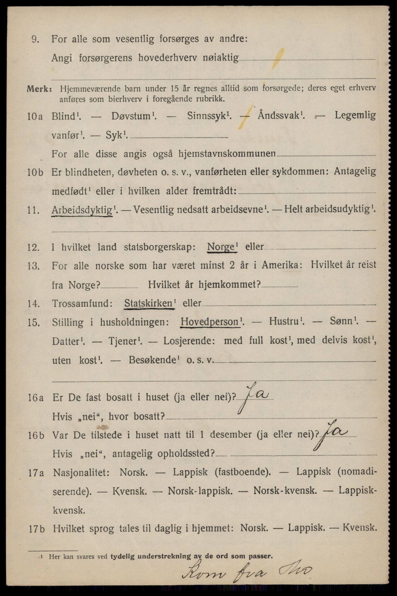 SAT, 1920 census for Fauske, 1920, p. 4975