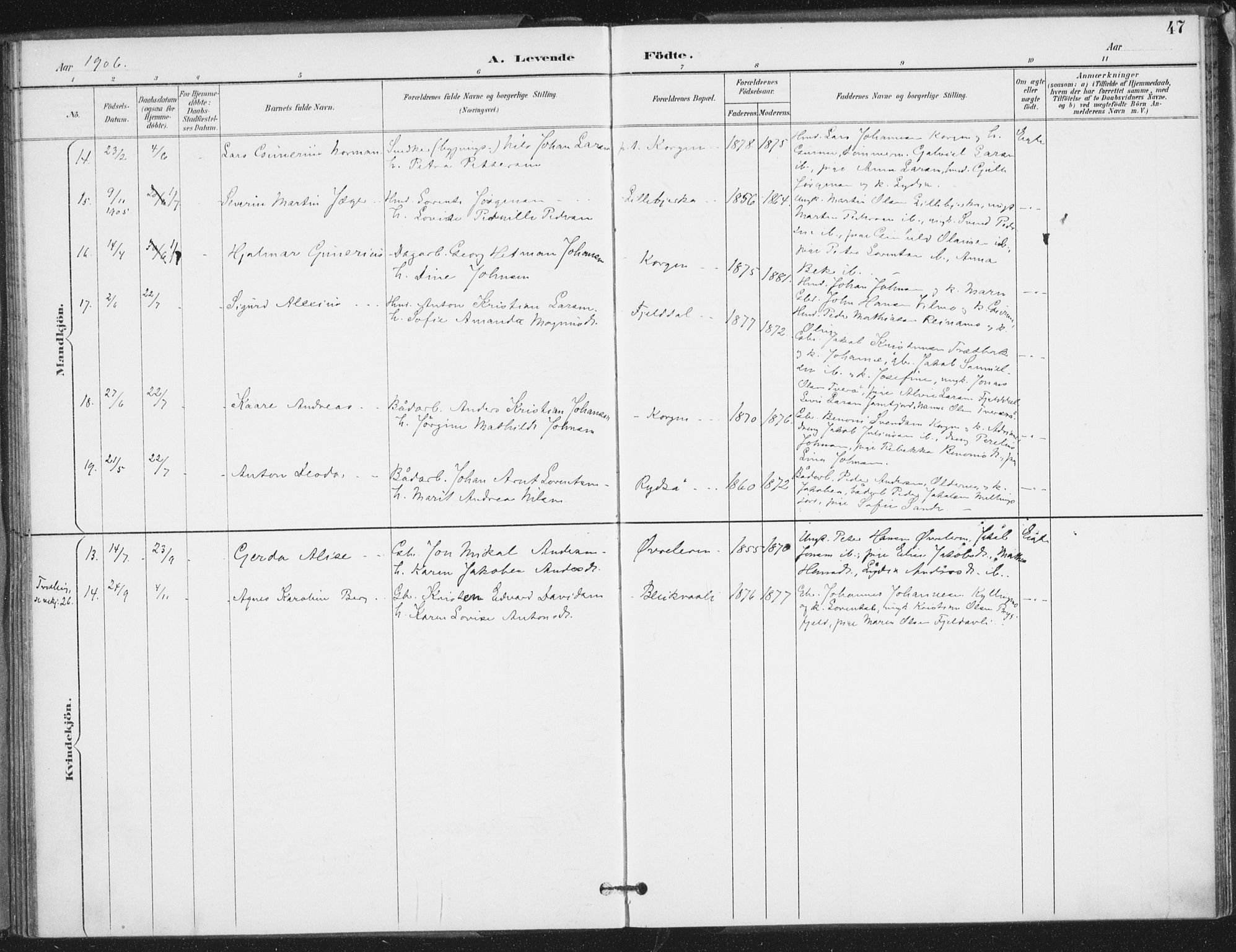 Ministerialprotokoller, klokkerbøker og fødselsregistre - Nordland, AV/SAT-A-1459/826/L0380: Parish register (official) no. 826A03, 1891-1911, p. 47