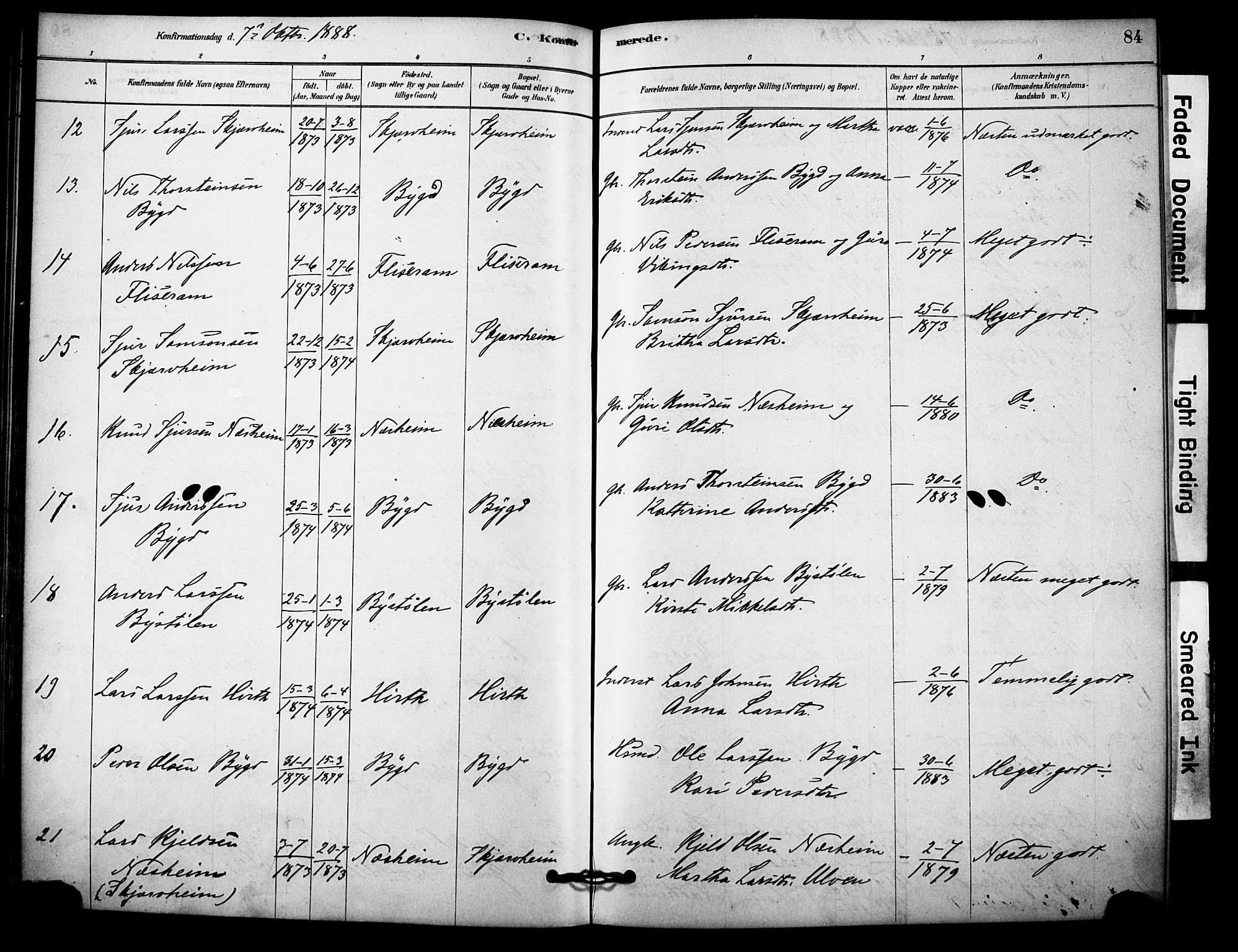 Vossestrand Sokneprestembete, AV/SAB-A-79101/H/Haa: Parish register (official) no. C 1, 1878-1903, p. 84