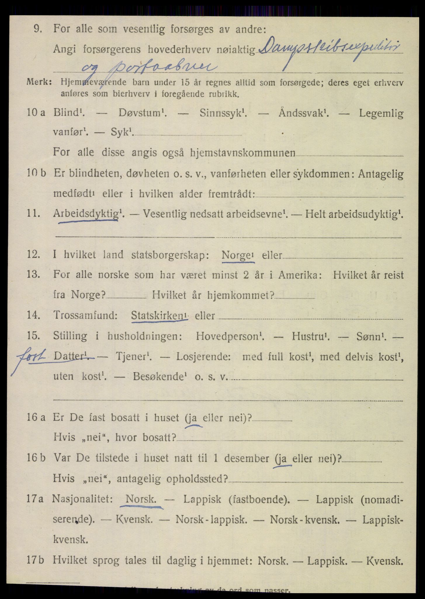 SAT, 1920 census for Dønnes, 1920, p. 2867