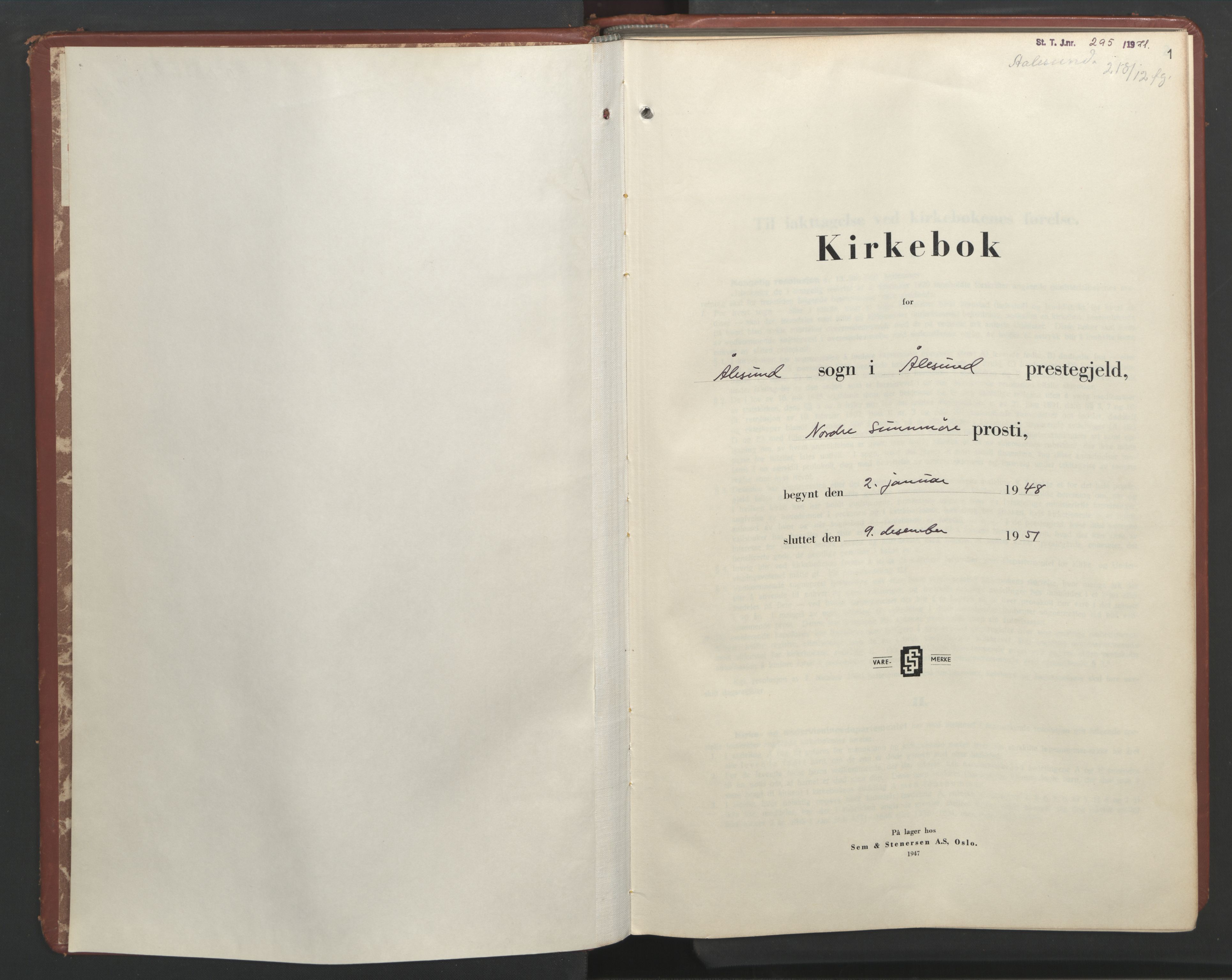 Ministerialprotokoller, klokkerbøker og fødselsregistre - Møre og Romsdal, SAT/A-1454/529/L0480: Parish register (copy) no. 529C17, 1948-1951, p. 1