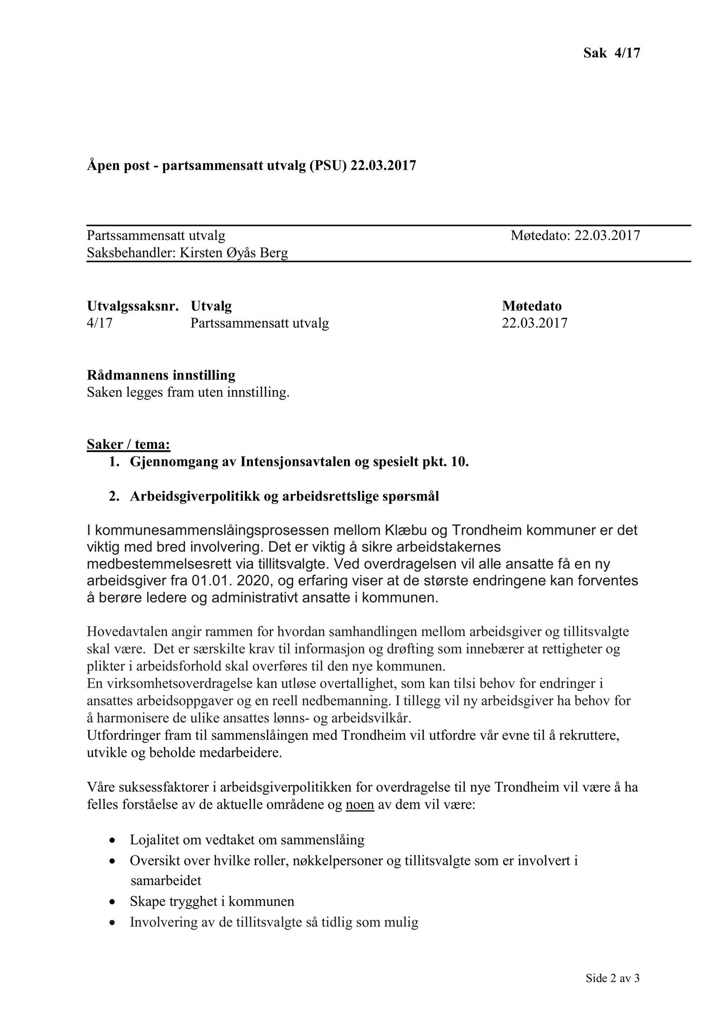Klæbu Kommune, TRKO/KK/11-PSU/L002: Partssammensatt utvalg - Møtedokumenter, 2017, p. 14