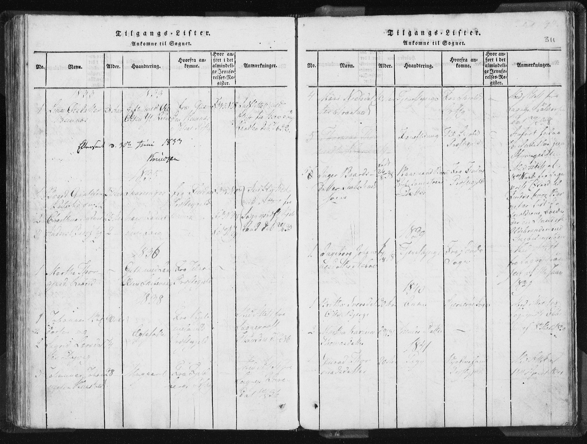 Vikedal sokneprestkontor, AV/SAST-A-101840/01/IV: Parish register (official) no. A 5, 1817-1850, p. 311