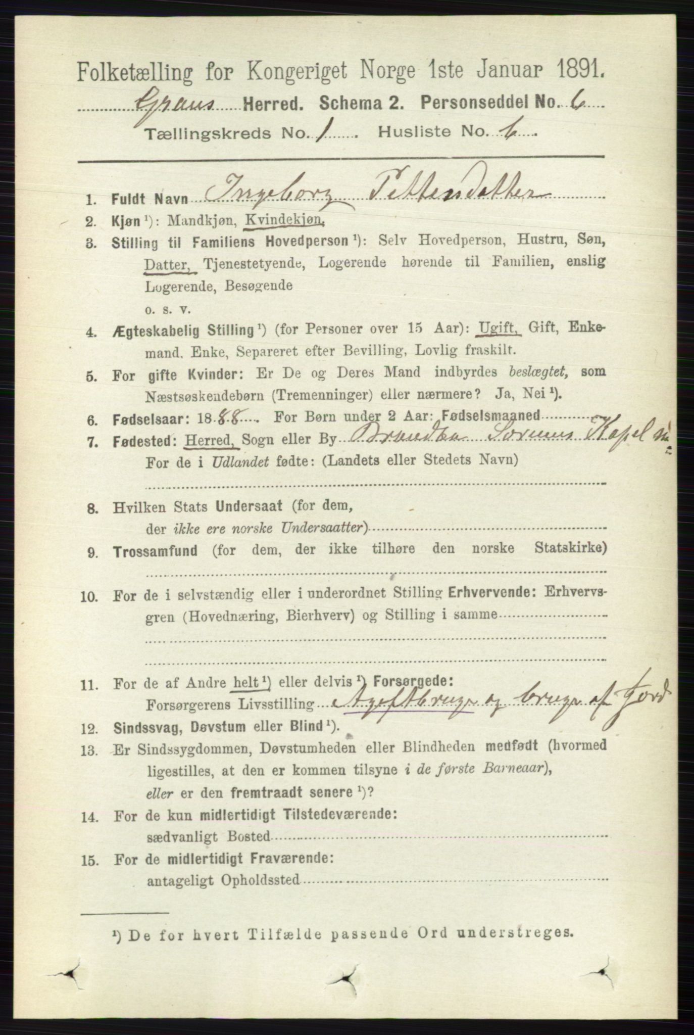 RA, 1891 census for 0534 Gran, 1891, p. 94