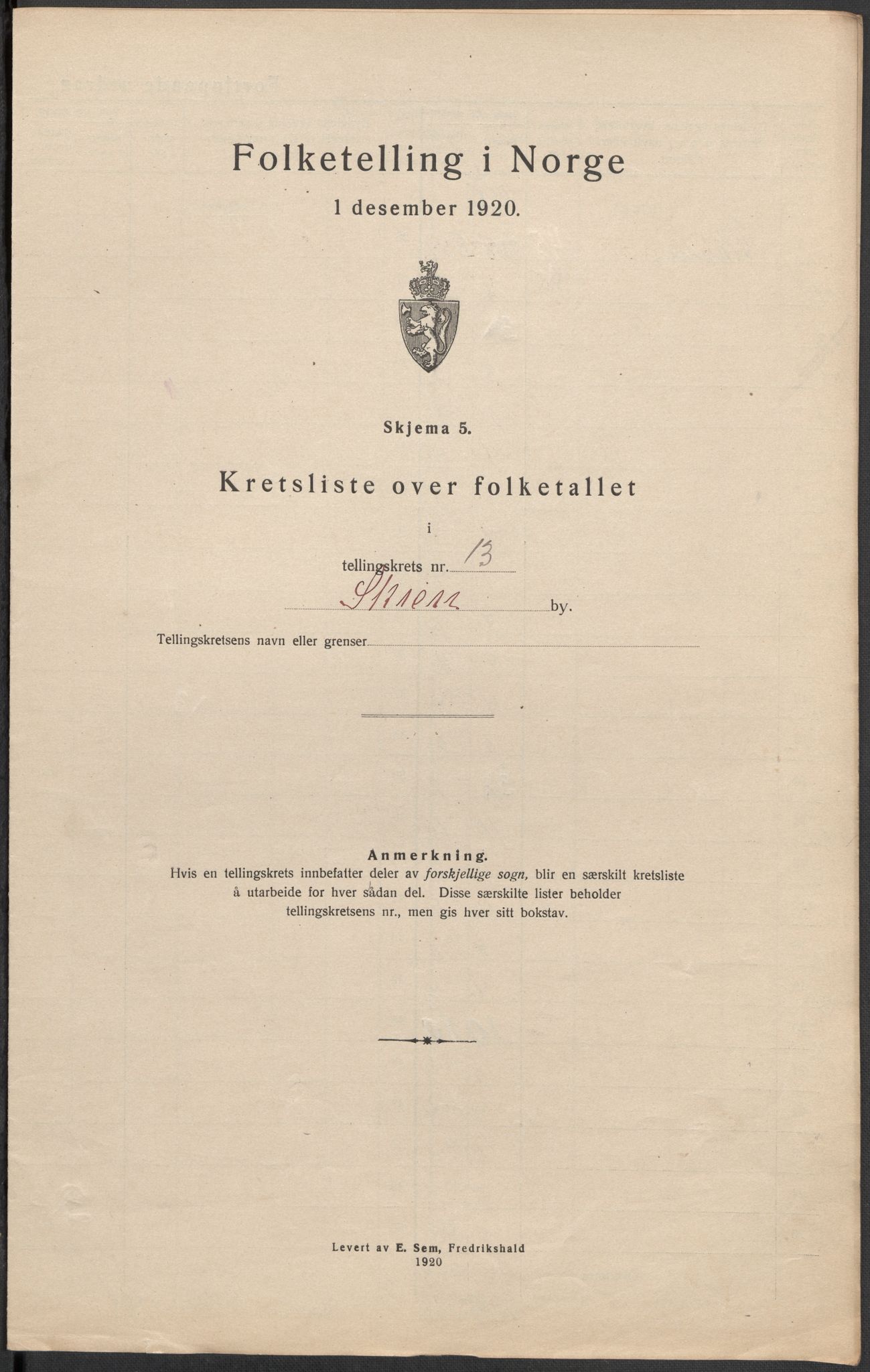 SAKO, 1920 census for Skien, 1920, p. 73