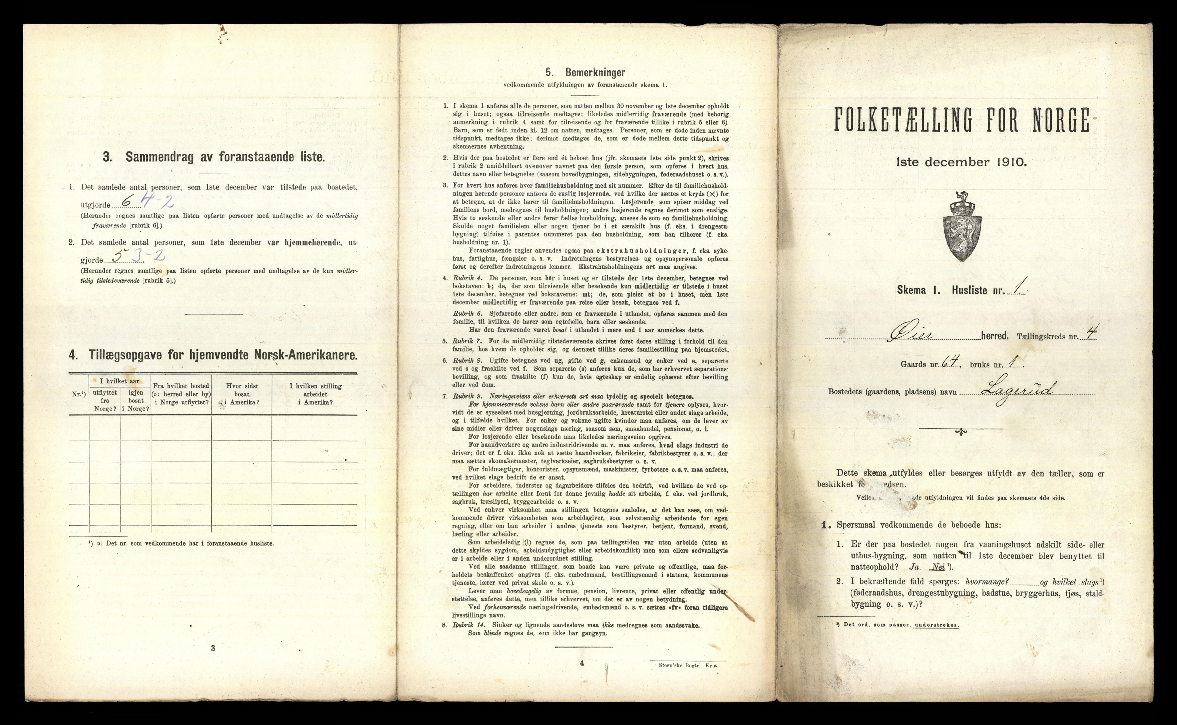 RA, 1910 census for Øyer, 1910, p. 467