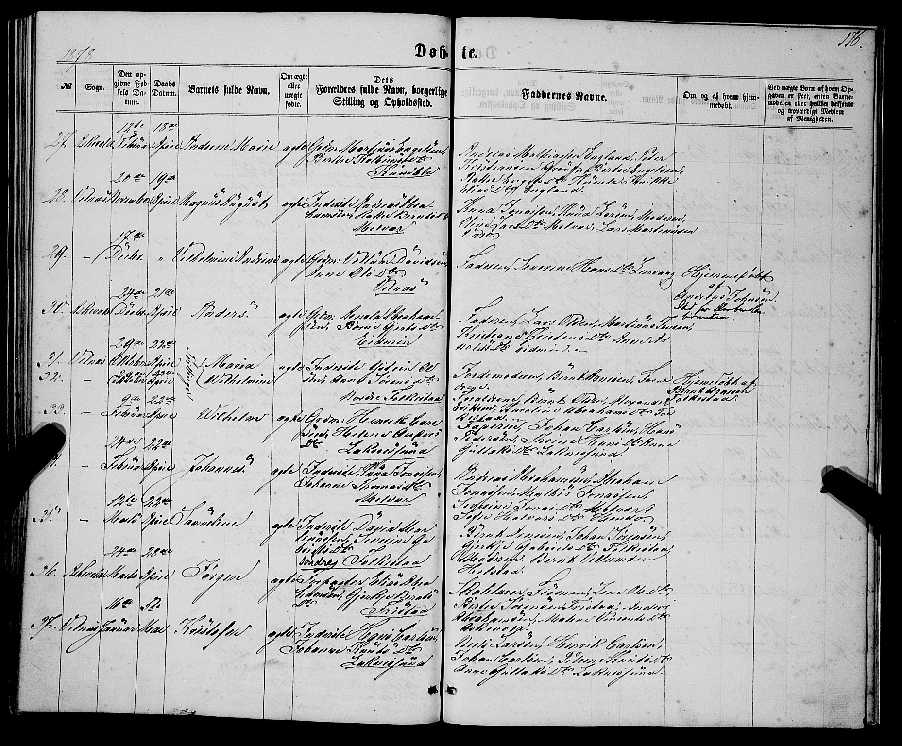 Askvoll sokneprestembete, SAB/A-79501/H/Haa/Haaa/L0012: Parish register (official) no. A 12, 1859-1878, p. 176