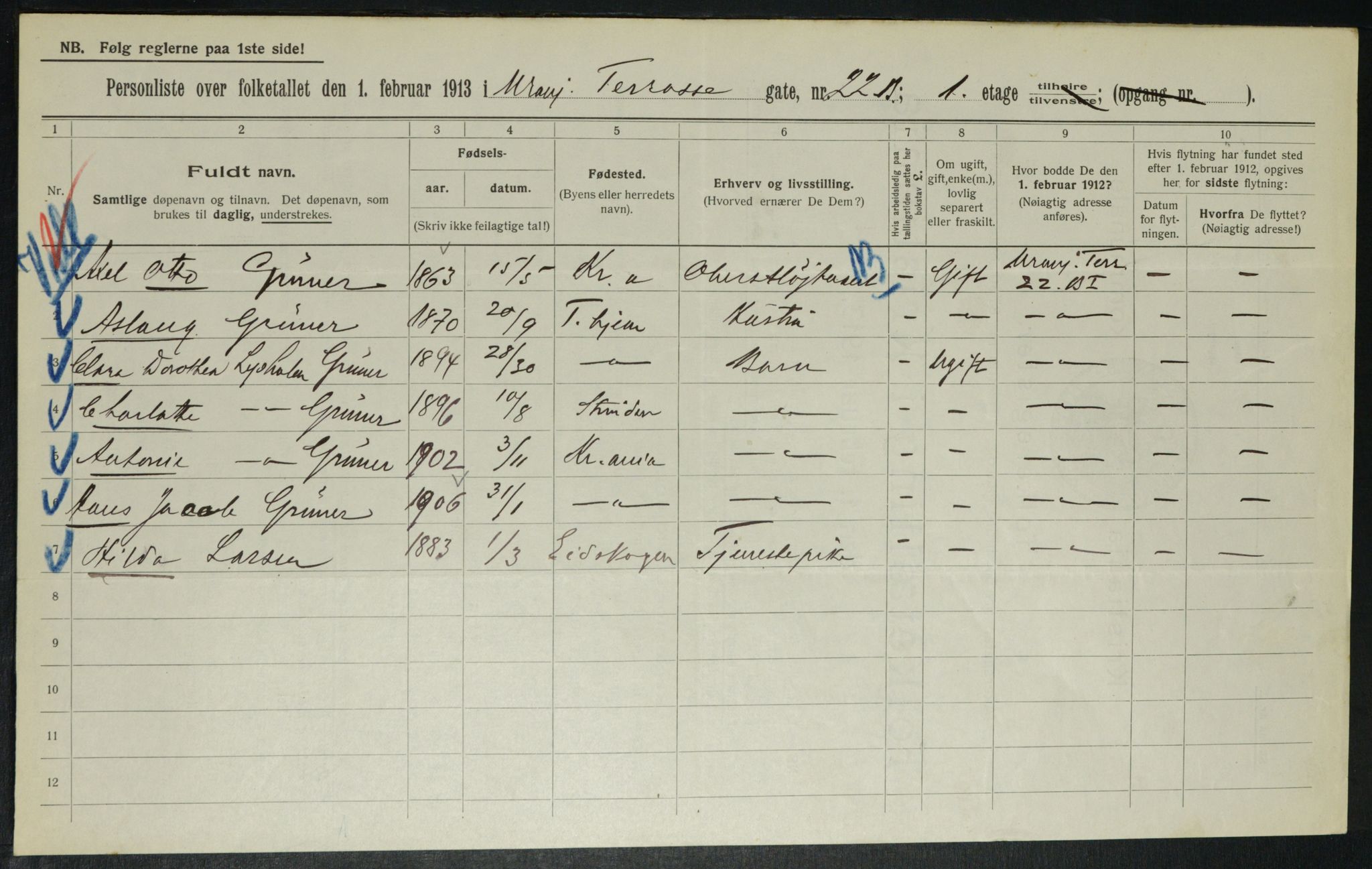 OBA, Municipal Census 1913 for Kristiania, 1913, p. 120268